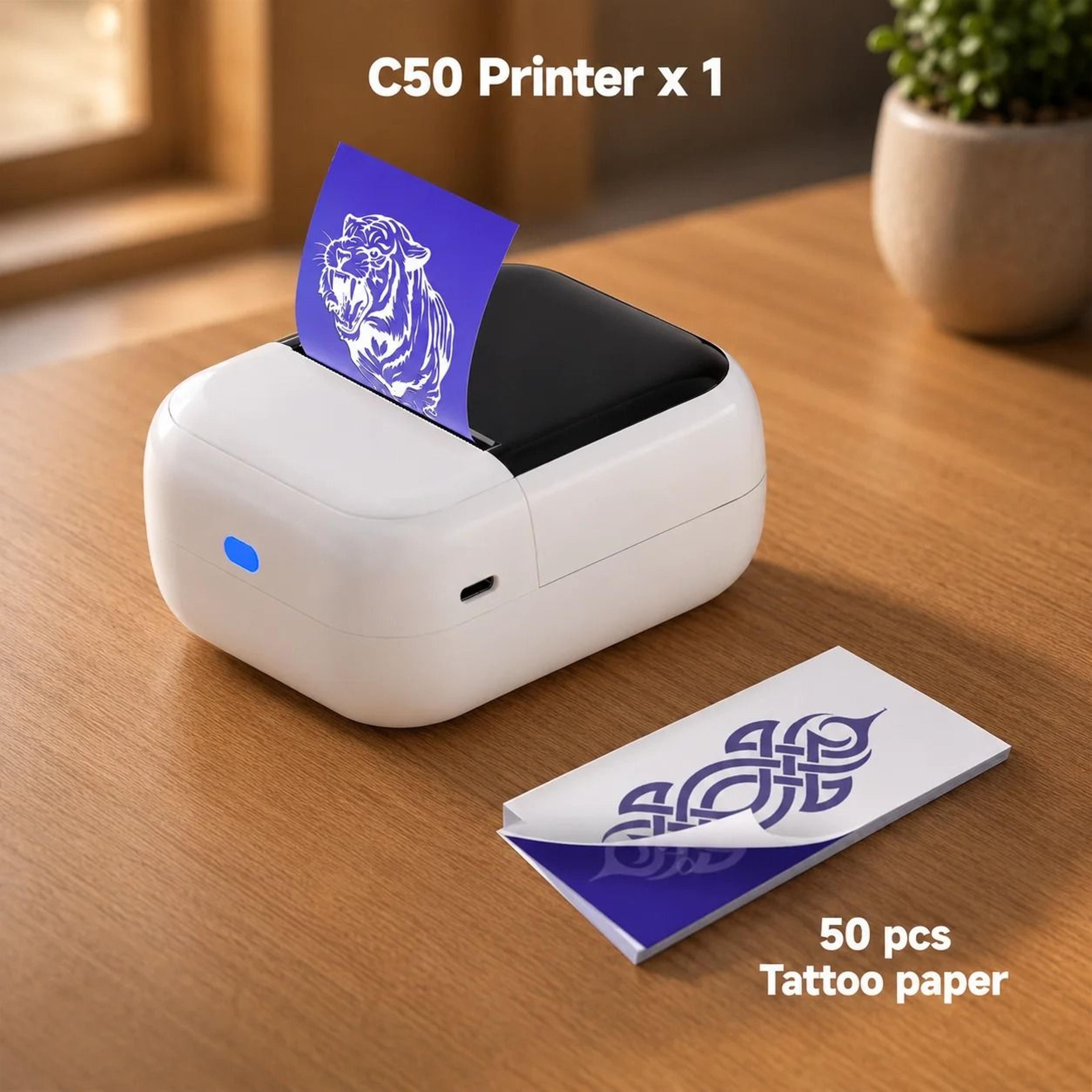 C50 Mini Portable Inkless Tattoo Transfer Printer 1557mm  2 Inch For Smartphone PC  IPad 7