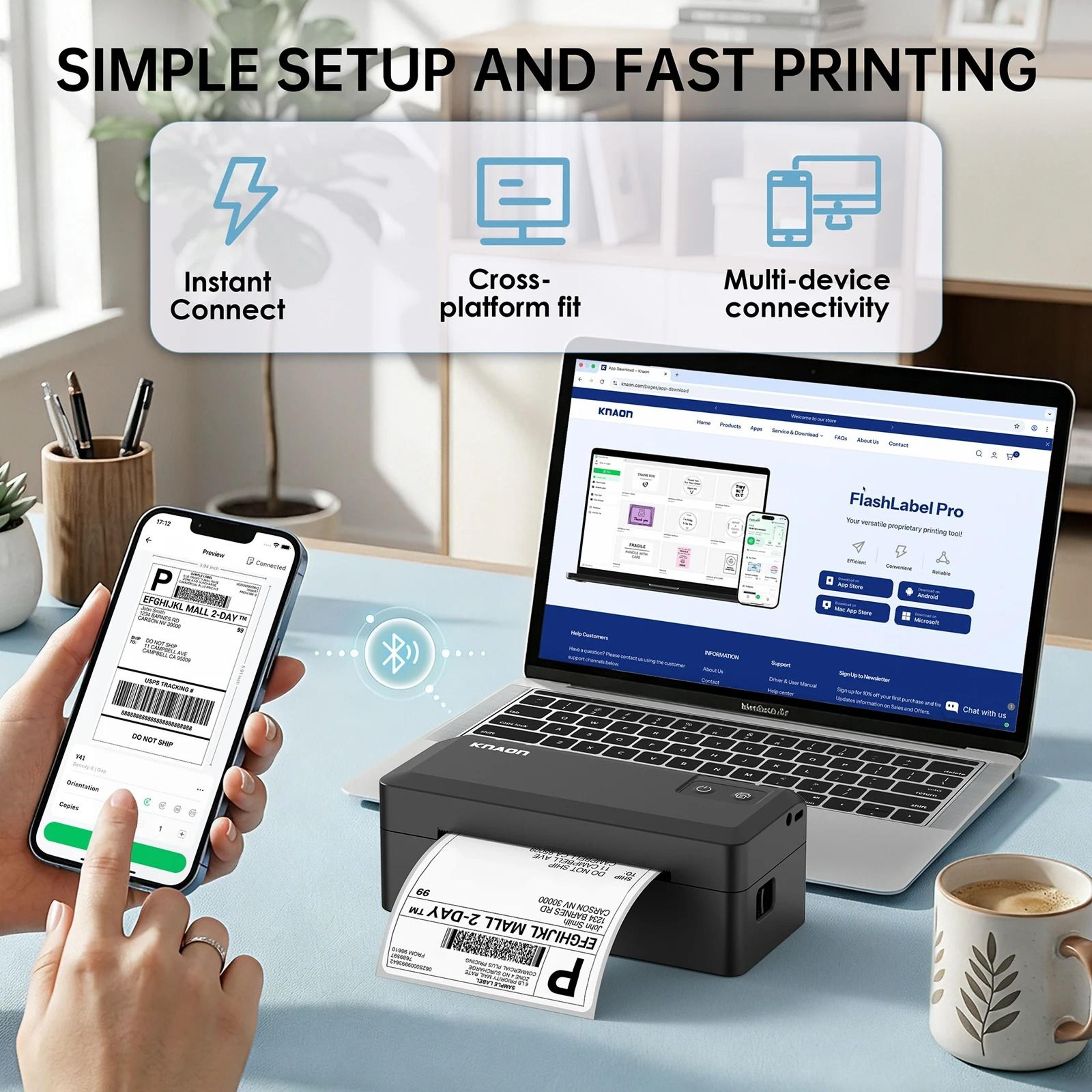 Wireless Bluetooth 4x6 Thermal Shipping Label Printer For IPhone Android Windows Mac  Chromebook 3