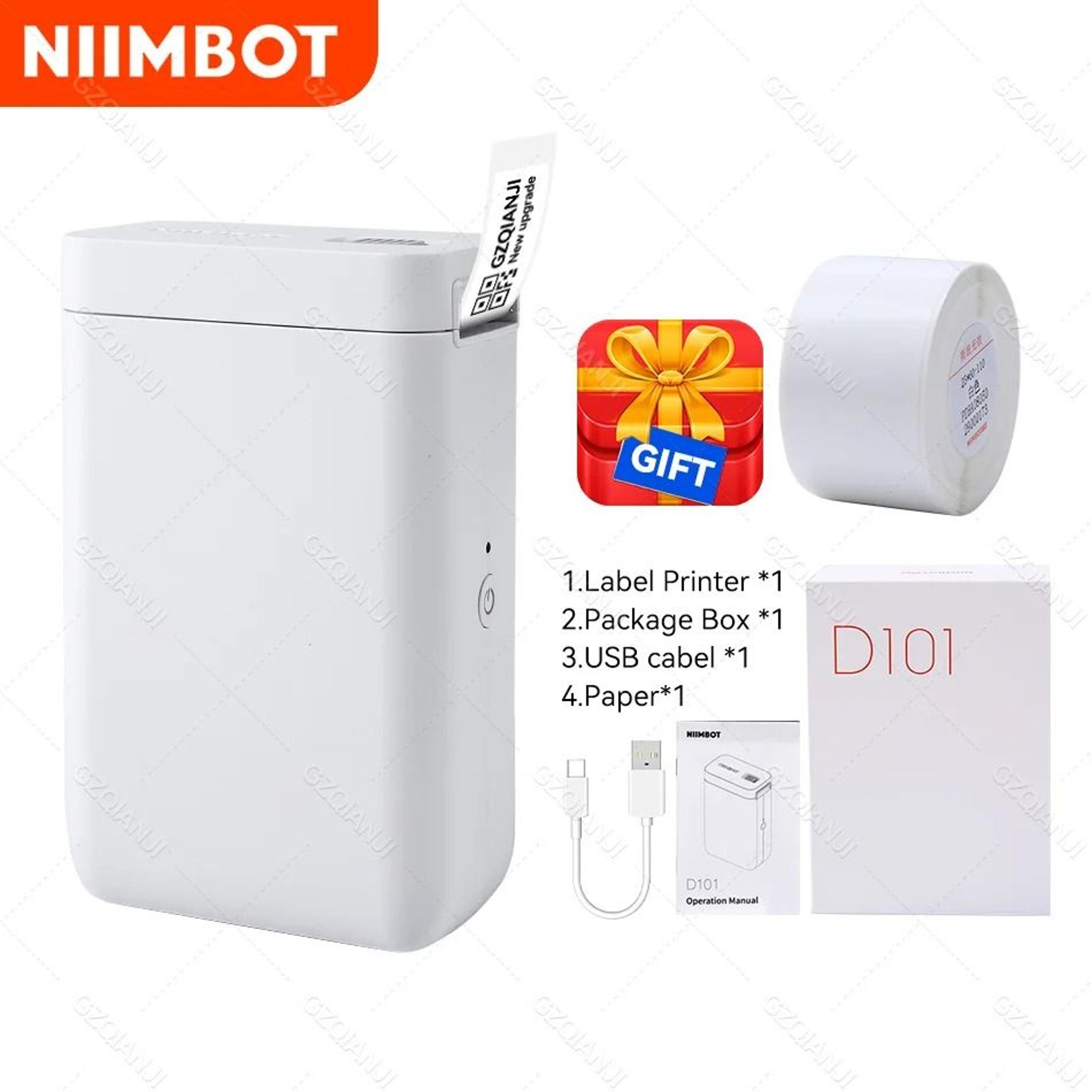NIIMBOT D101 Mini Bluetooth Thermal Label Printer D11D110 Plus 24mm Inkless Portable Pocket Barcode 6