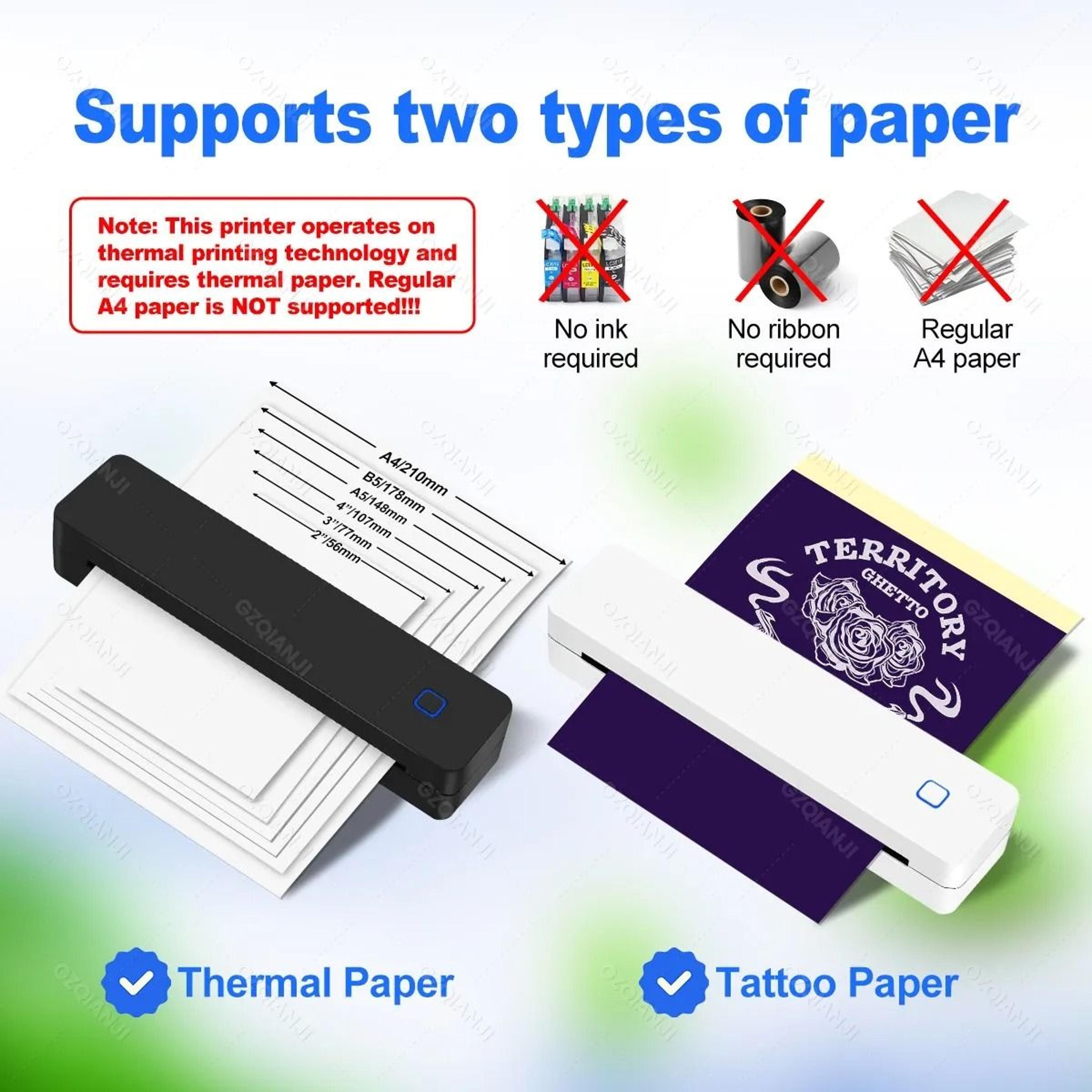 Mini Portable A4 Thermal Printer Wireless Bluetooth Mobile Document  Photo Printer For Office Home  1