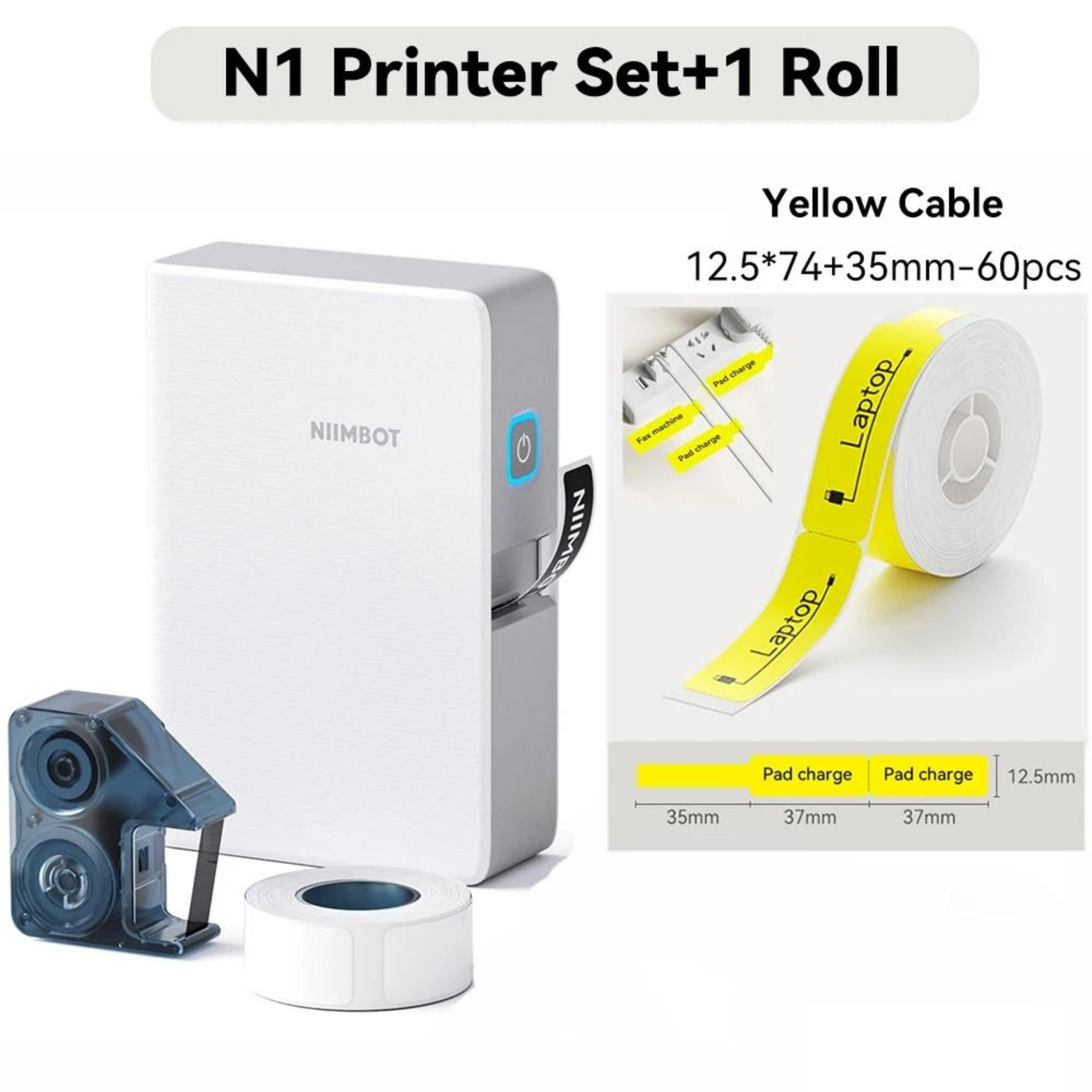 NIIMBOT N1  B18 Thermal Transfer Label Printer  Cable Tag Maker With PET Waterproof Ribbon 12