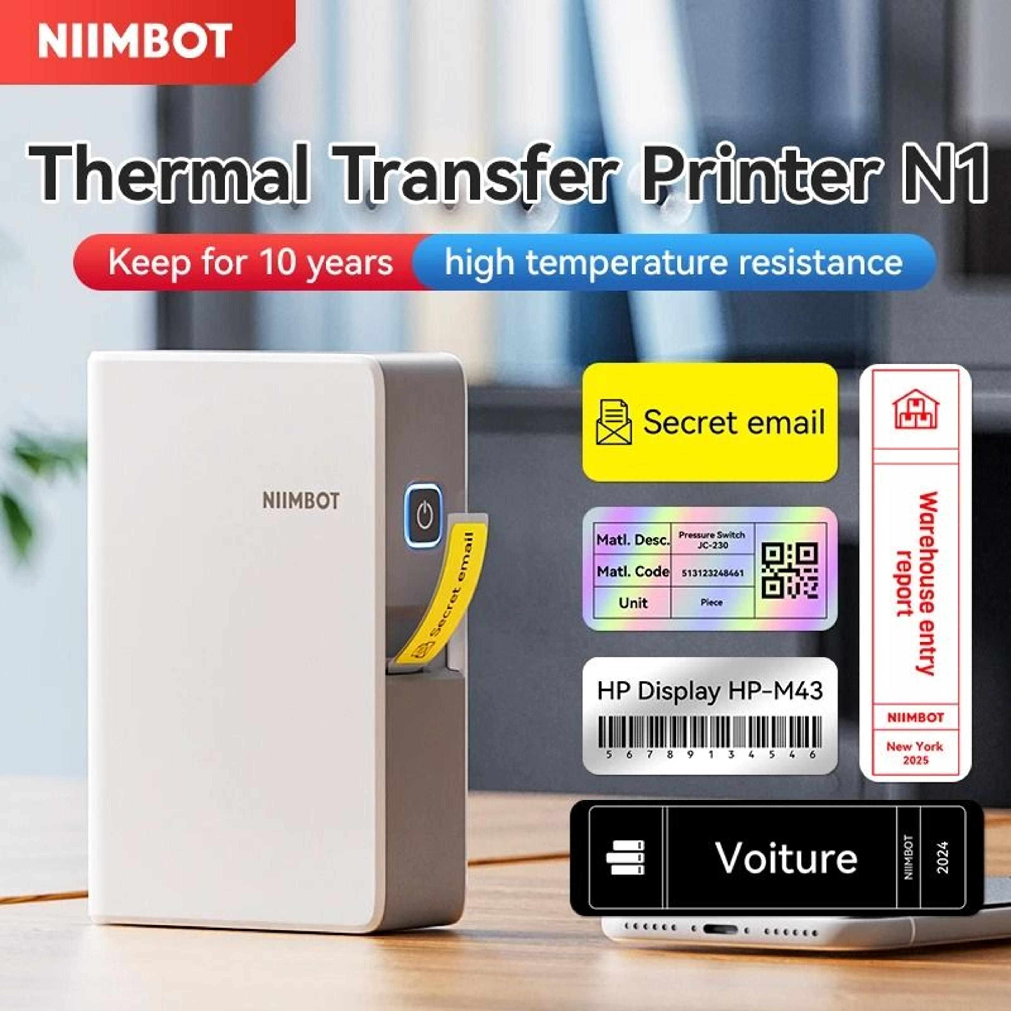 niimbot n1 & b18 wireless thermal transfer label printer for office, name tags, switches & diy notes