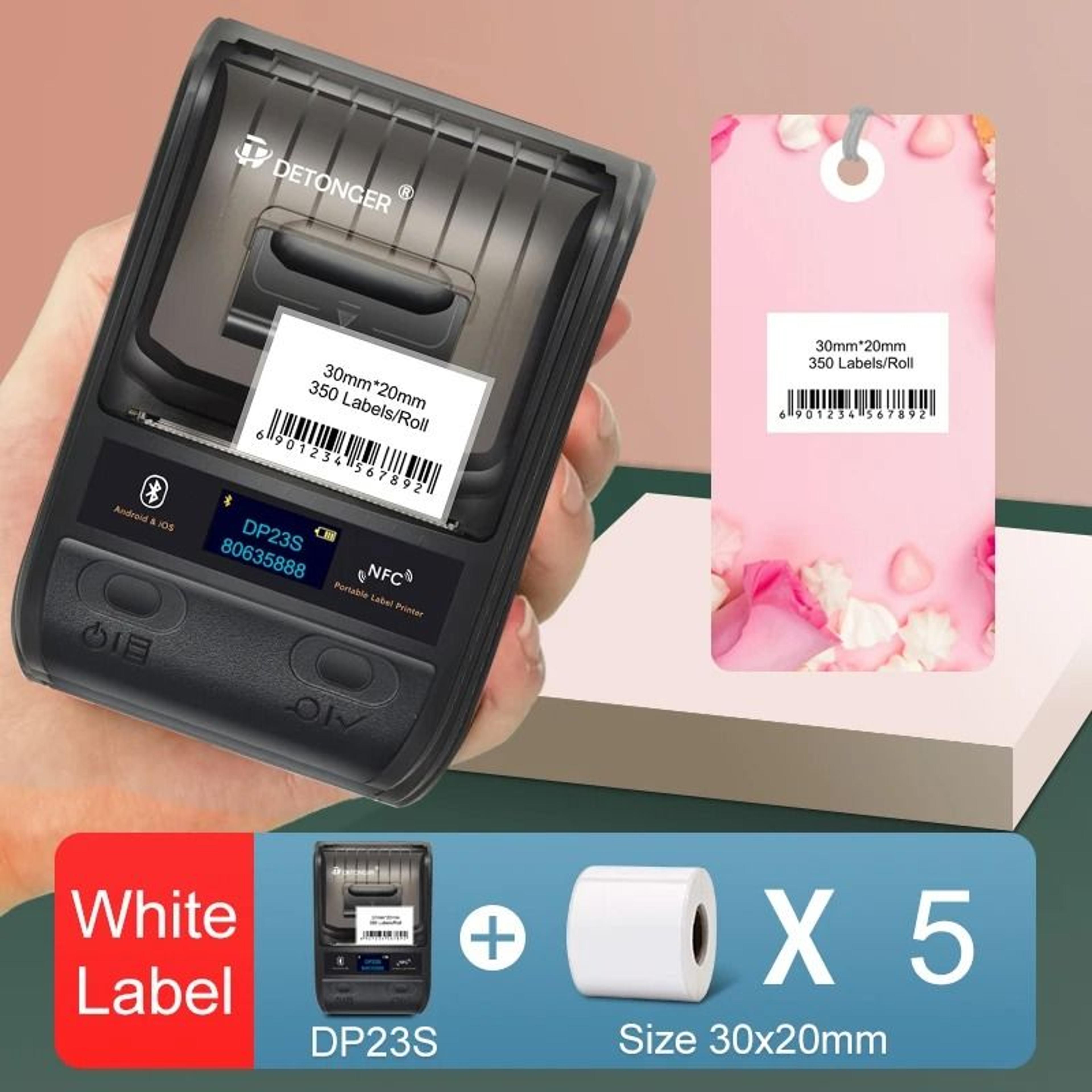 DETONGER DP23S Barcode  QR Code Printer For Clothing Jewelry  Price Tags With Bluetooth 11