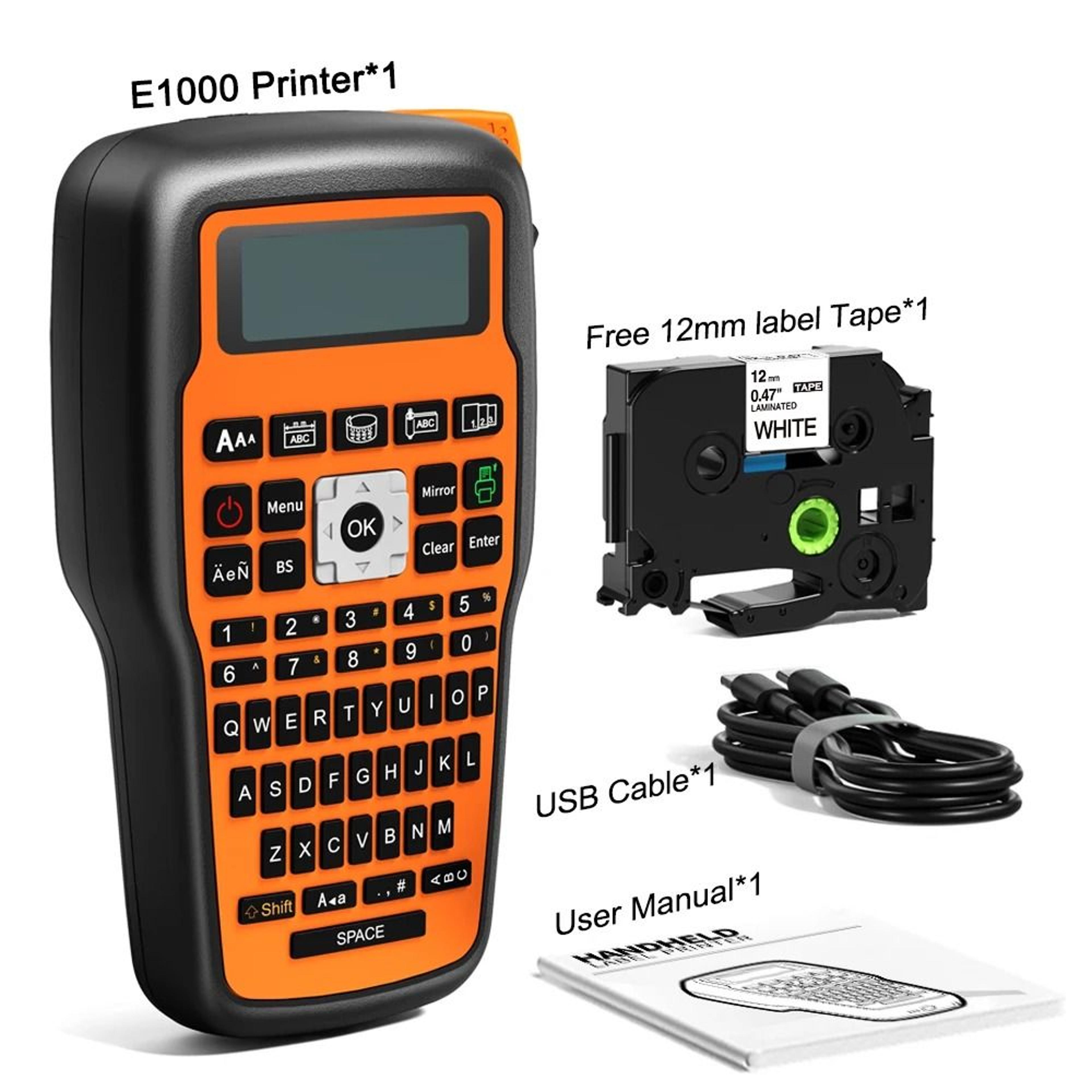 e1000 pro industrial thermal label maker printer for heat shrink tubes & tze tapes with qwerty keyboard