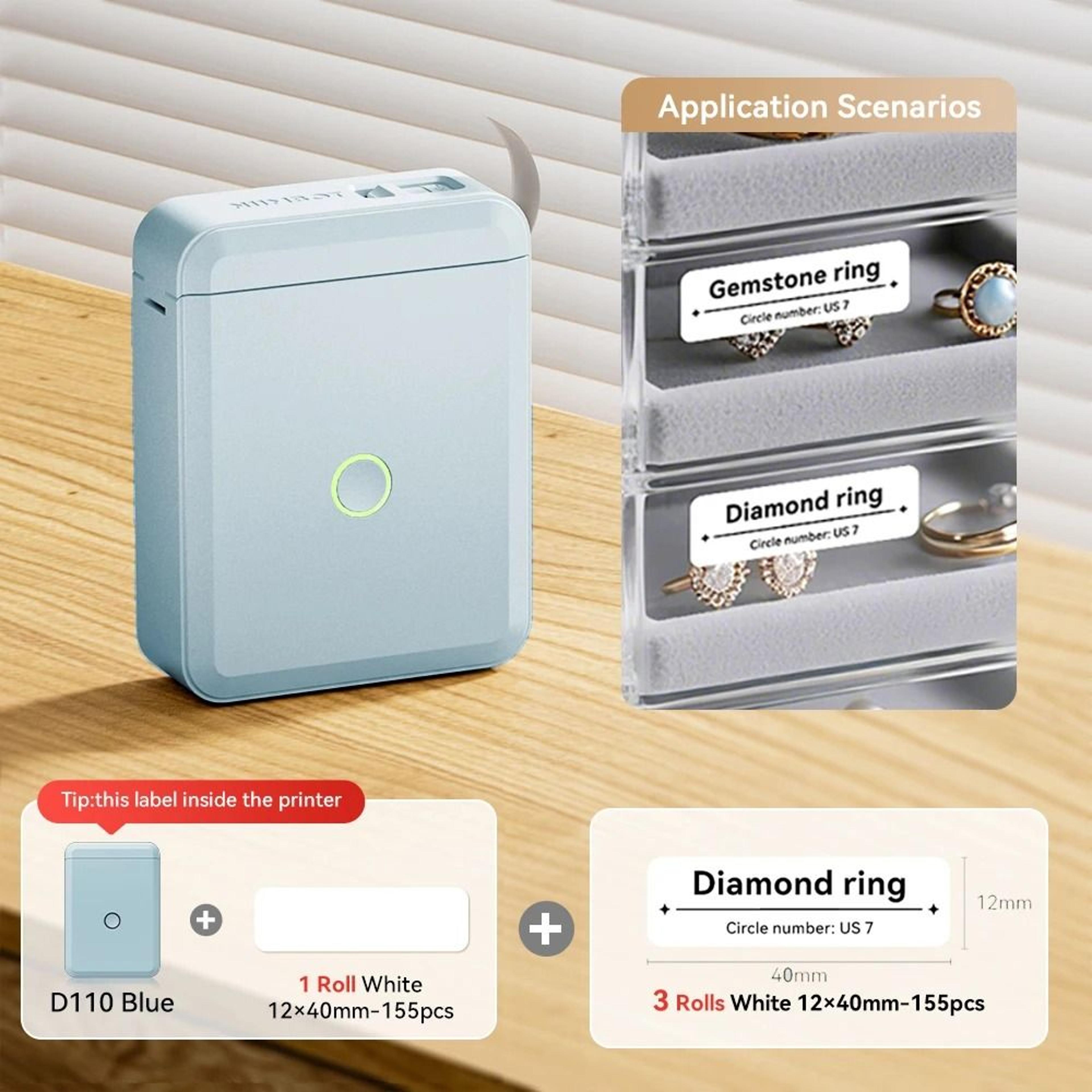 NIIMBOT D110 Mini Wireless Bluetooth Thermal Label Printer For Home Office Cables  Color Stickers 11