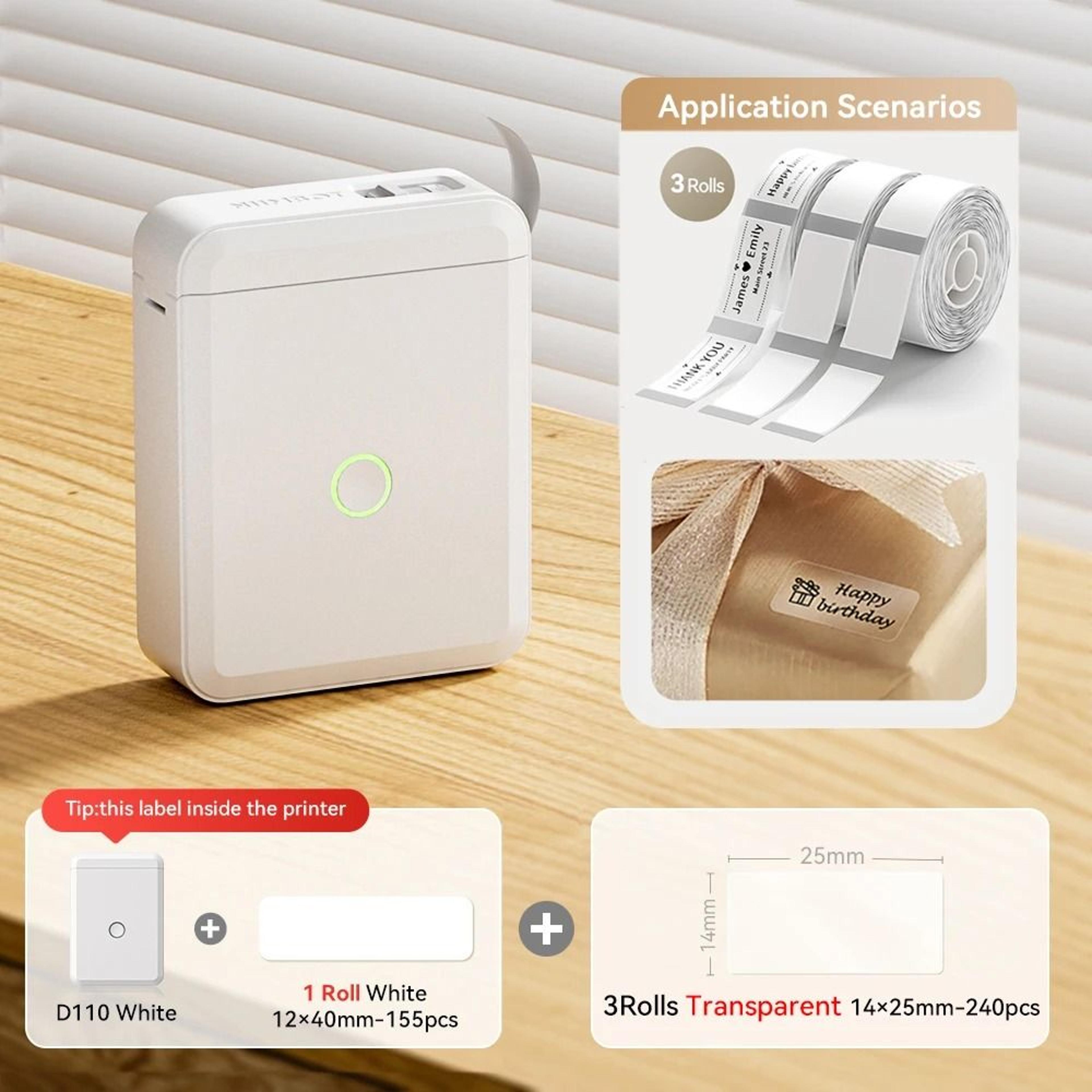 NIIMBOT D110 Mini Wireless Bluetooth Thermal Label Printer For Home Office Cables  Color Stickers 7