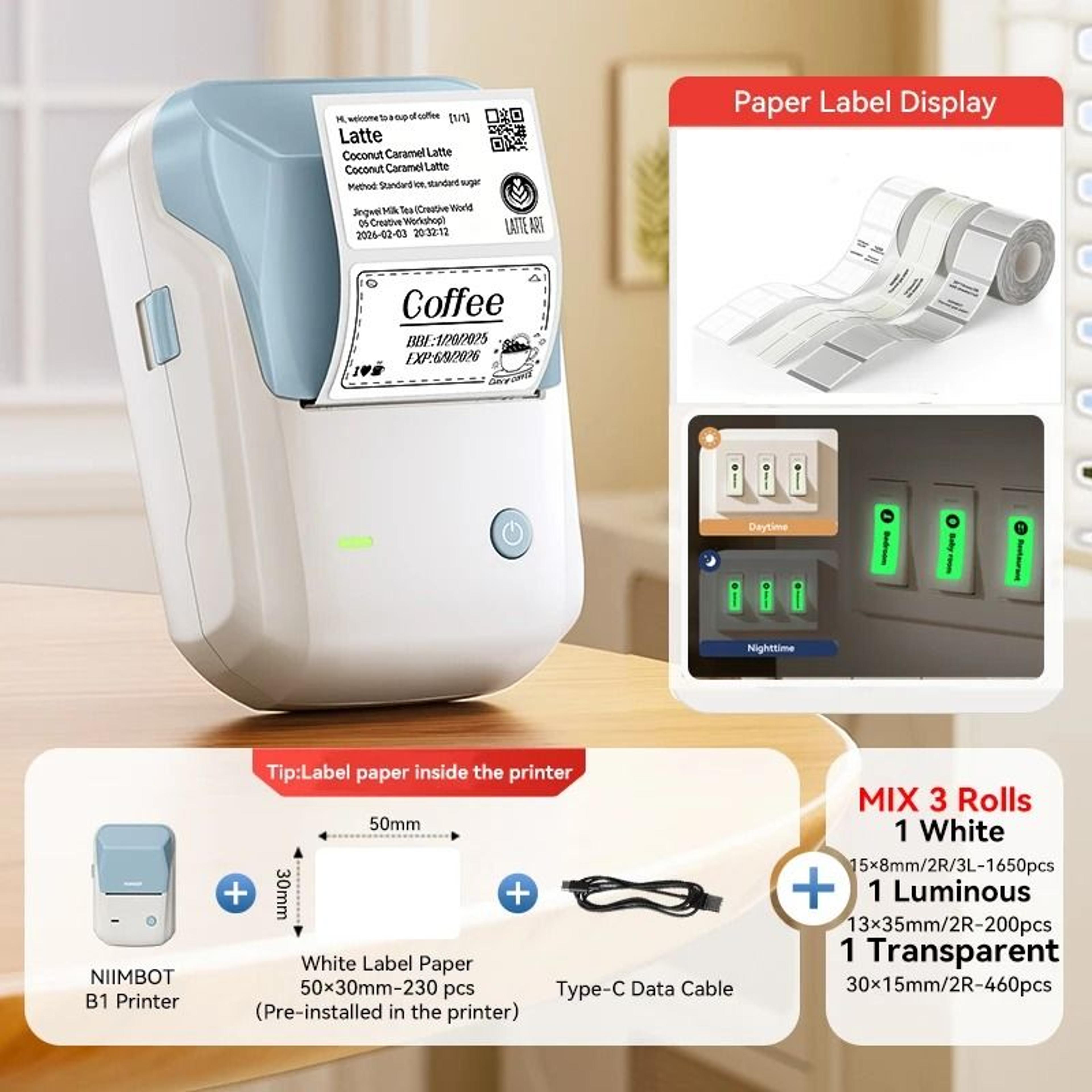 Portable NIIMBOT B1 Wireless Label Maker Thermal Sticker Printer 2050mm For Office Home  Small Busi 24