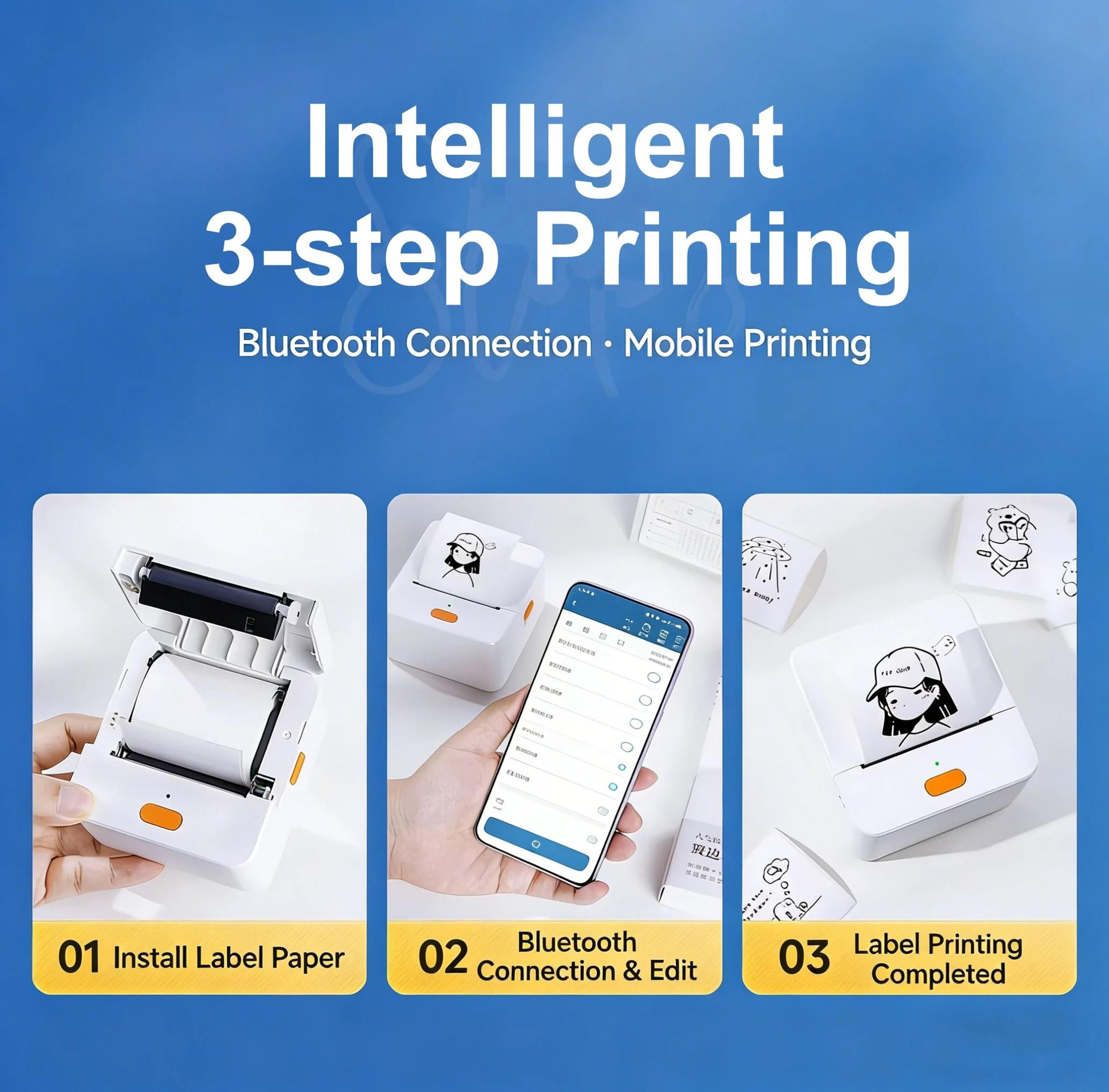 DETONGER P1 Mini Portable Thermal Label Printer Wireless Inkless Pocket Sticker Maker 3