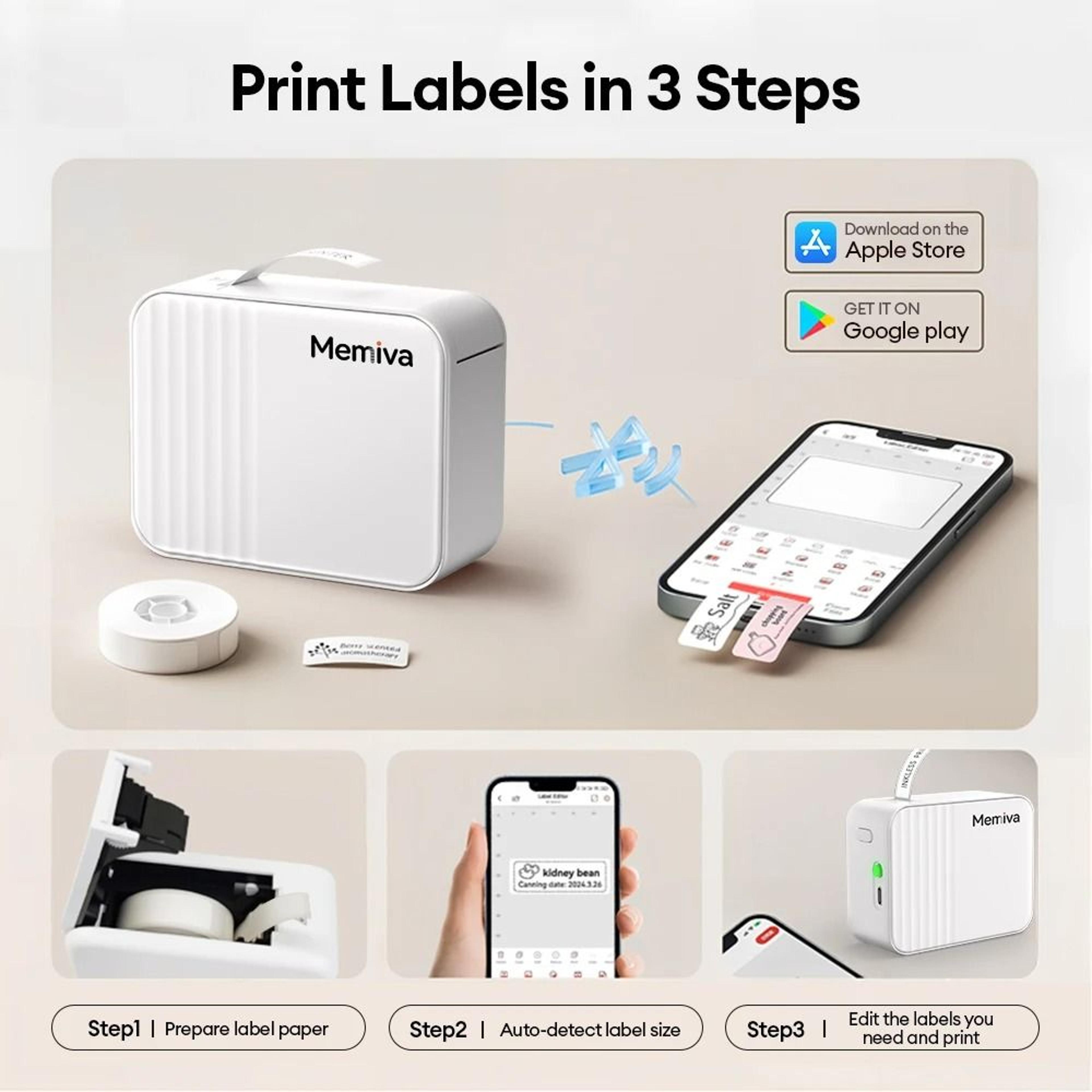 Memiva A1 Mini Portable Thermal Label Printer Wireless Inkless SelfAdhesive Sticker Maker 5