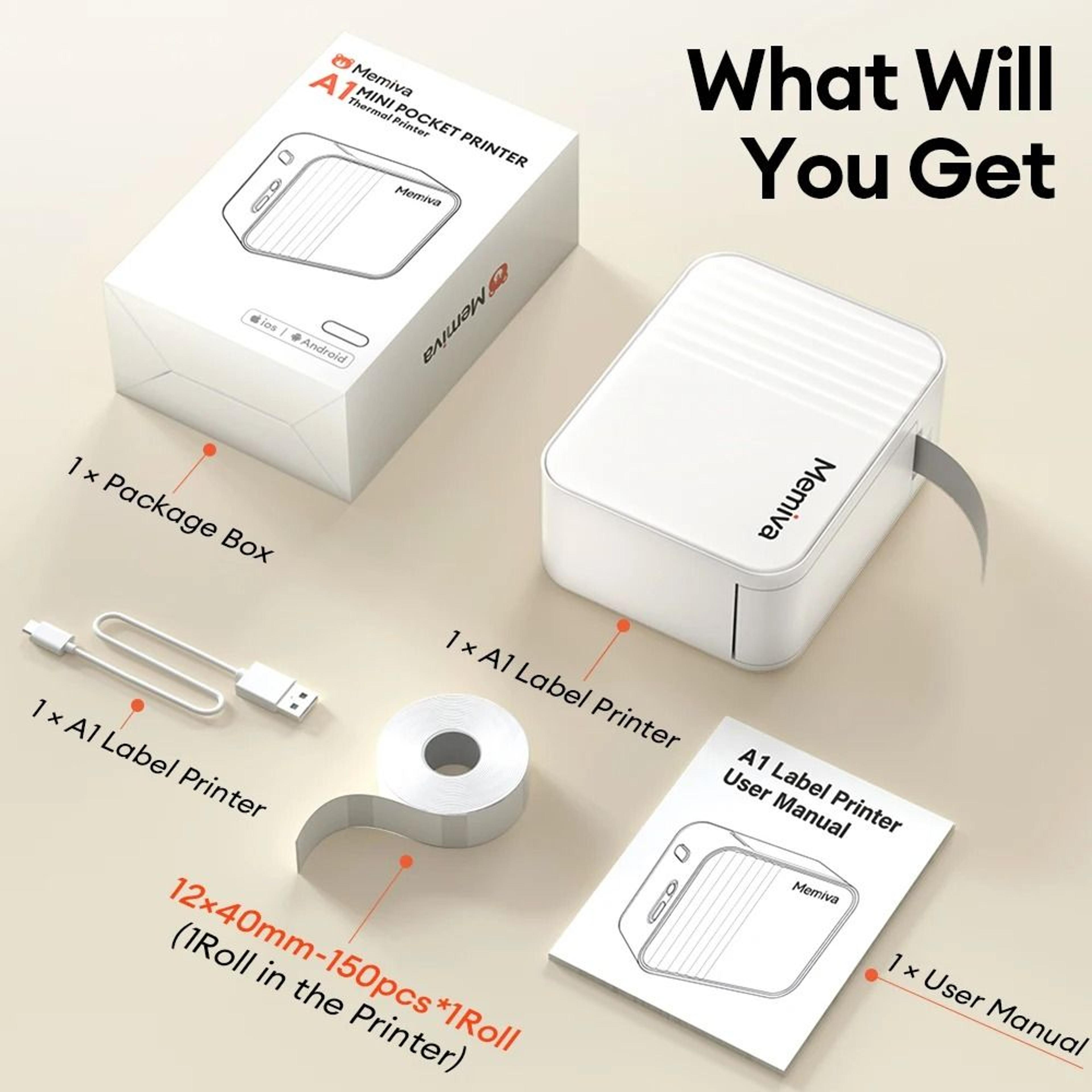 Memiva A1 Mini Portable Thermal Label Printer Wireless Inkless SelfAdhesive Sticker Maker 6