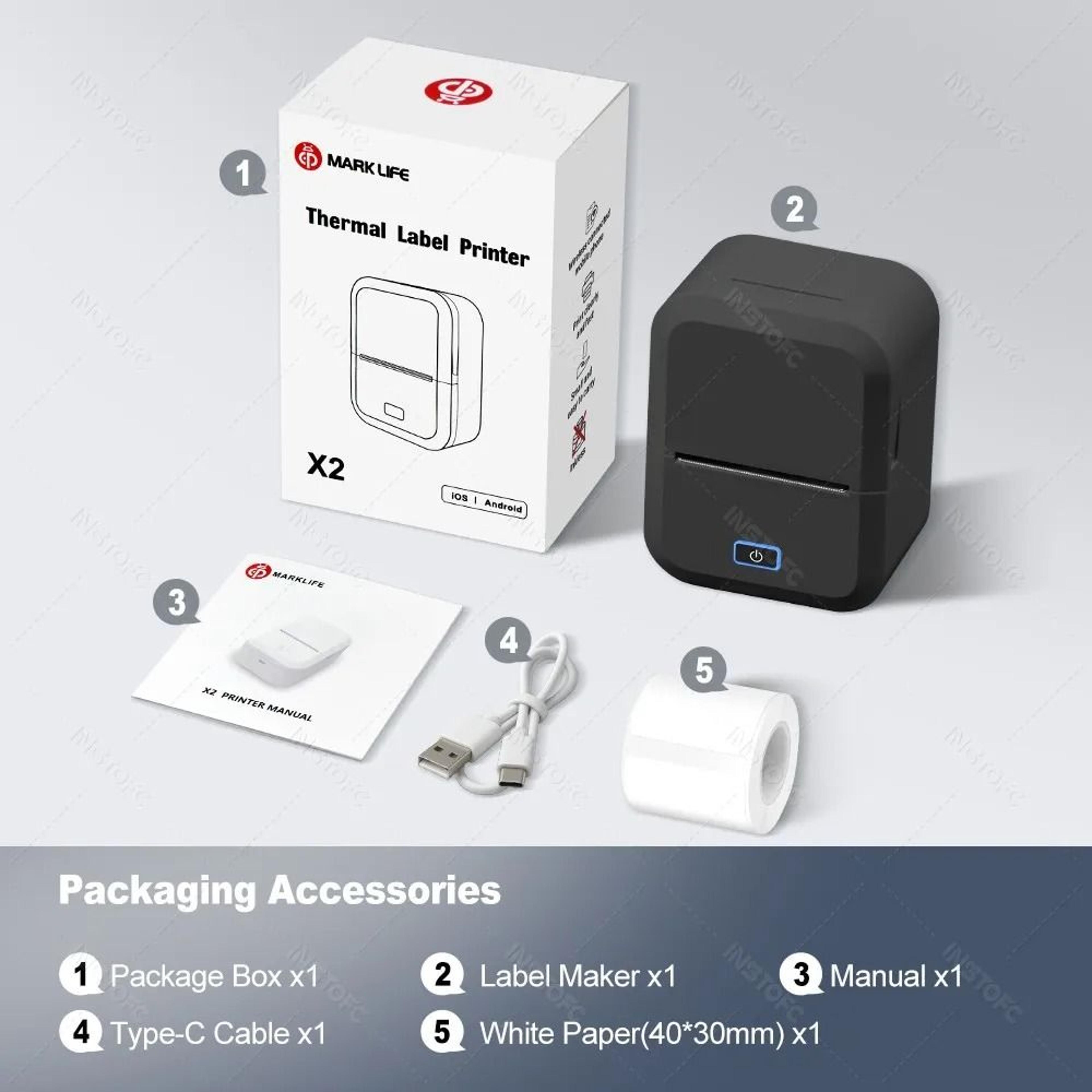 Marklife X2 Portable Thermal Printer Mini Wireless Pocket Sticker Labeling Machine Inkless Maker 5