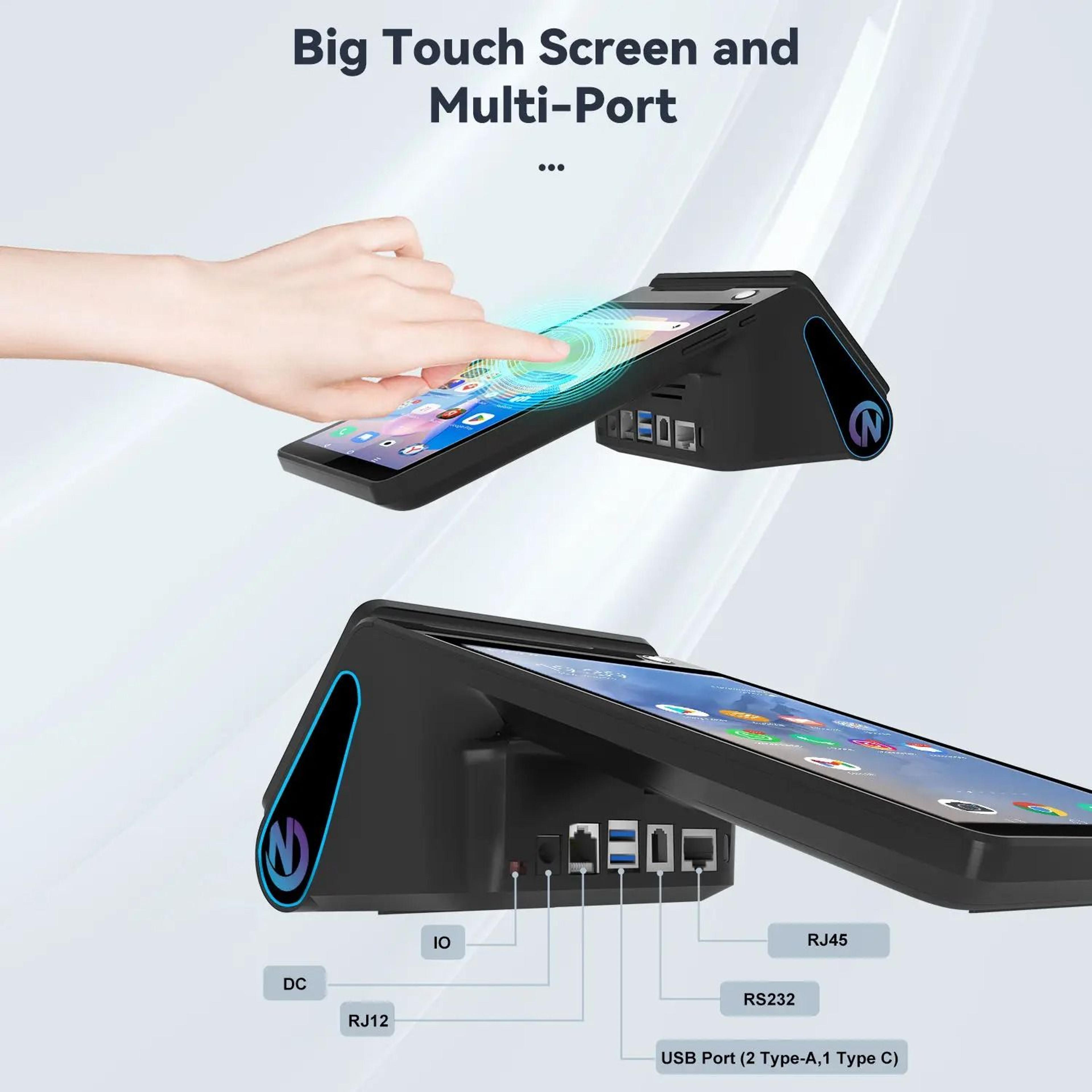 Z108 Android 14 DualScreen Desktop POS Cash Register 8 Inch Touch Screen NFC 5880mm Thermal Printer 2