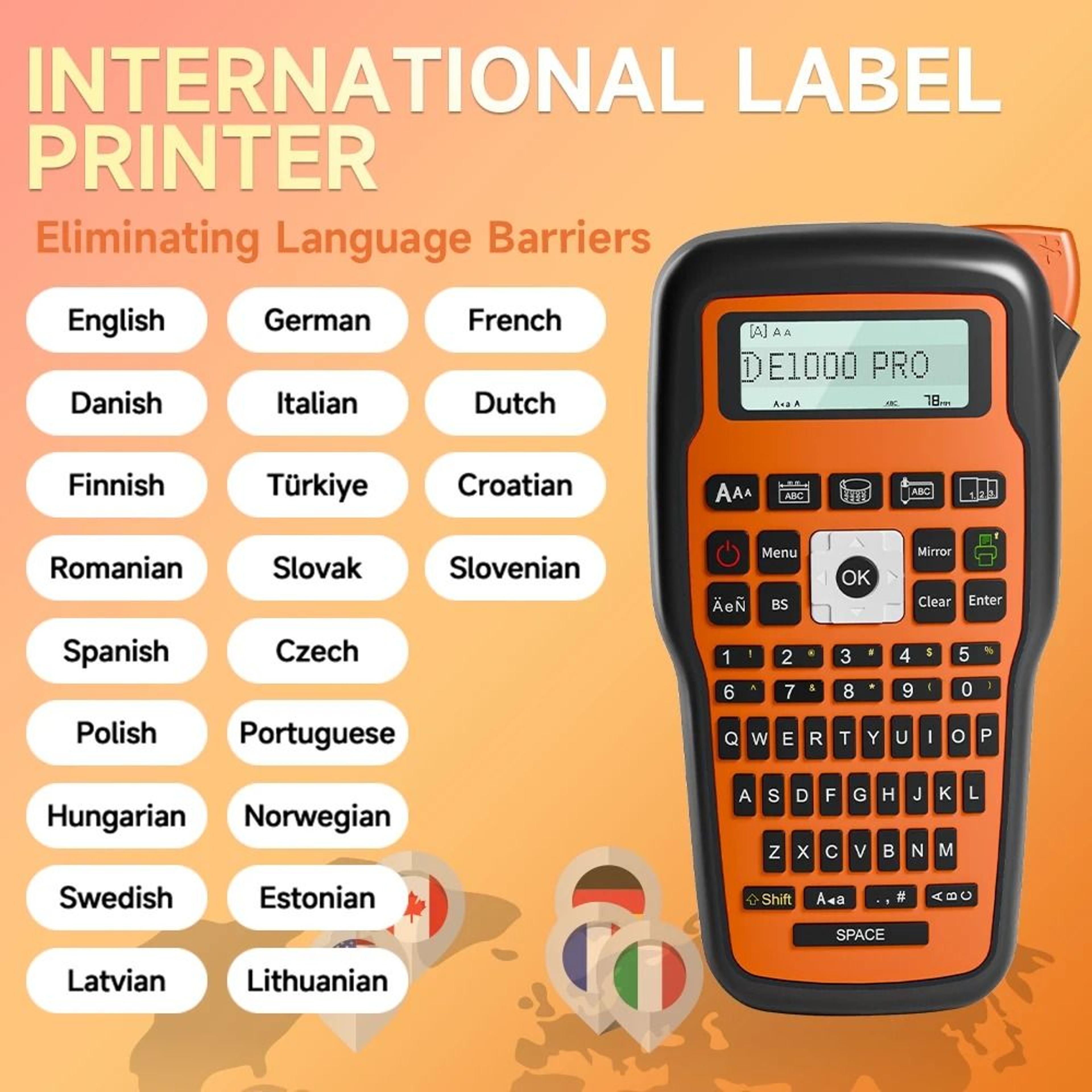Industrial E1000 PRO Label Maker Printer Machine Keyboard Compatible With Brother TZe Tapes  Heat S 4
