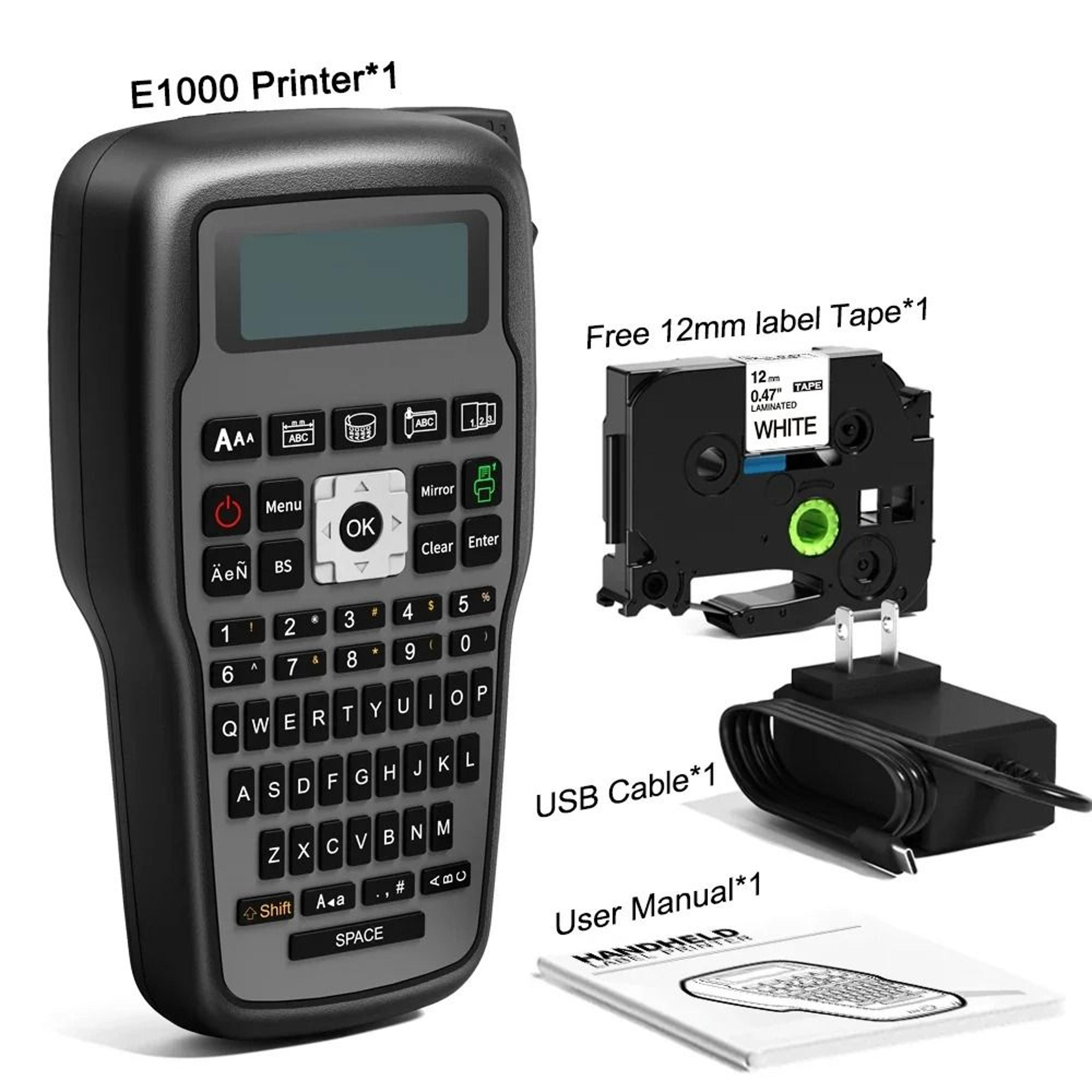 Industrial E1000 PRO Label Maker Printer Machine Keyboard Compatible With Brother TZe Tapes  Heat S 16