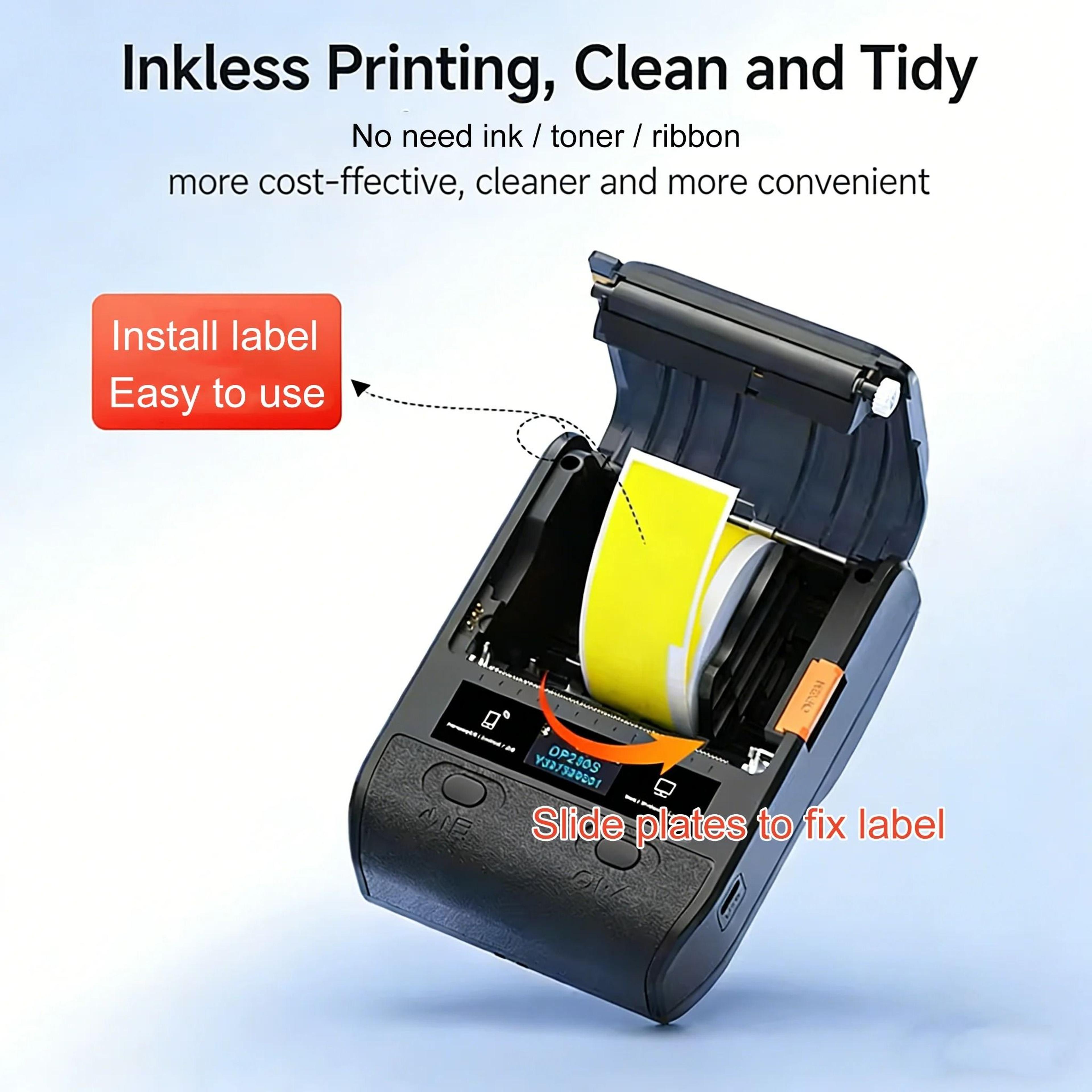 DETONGER DP230S 64mm Portable Smart Thermal Label Printer Wireless Bluetooth Barcode QR Code Cable  3