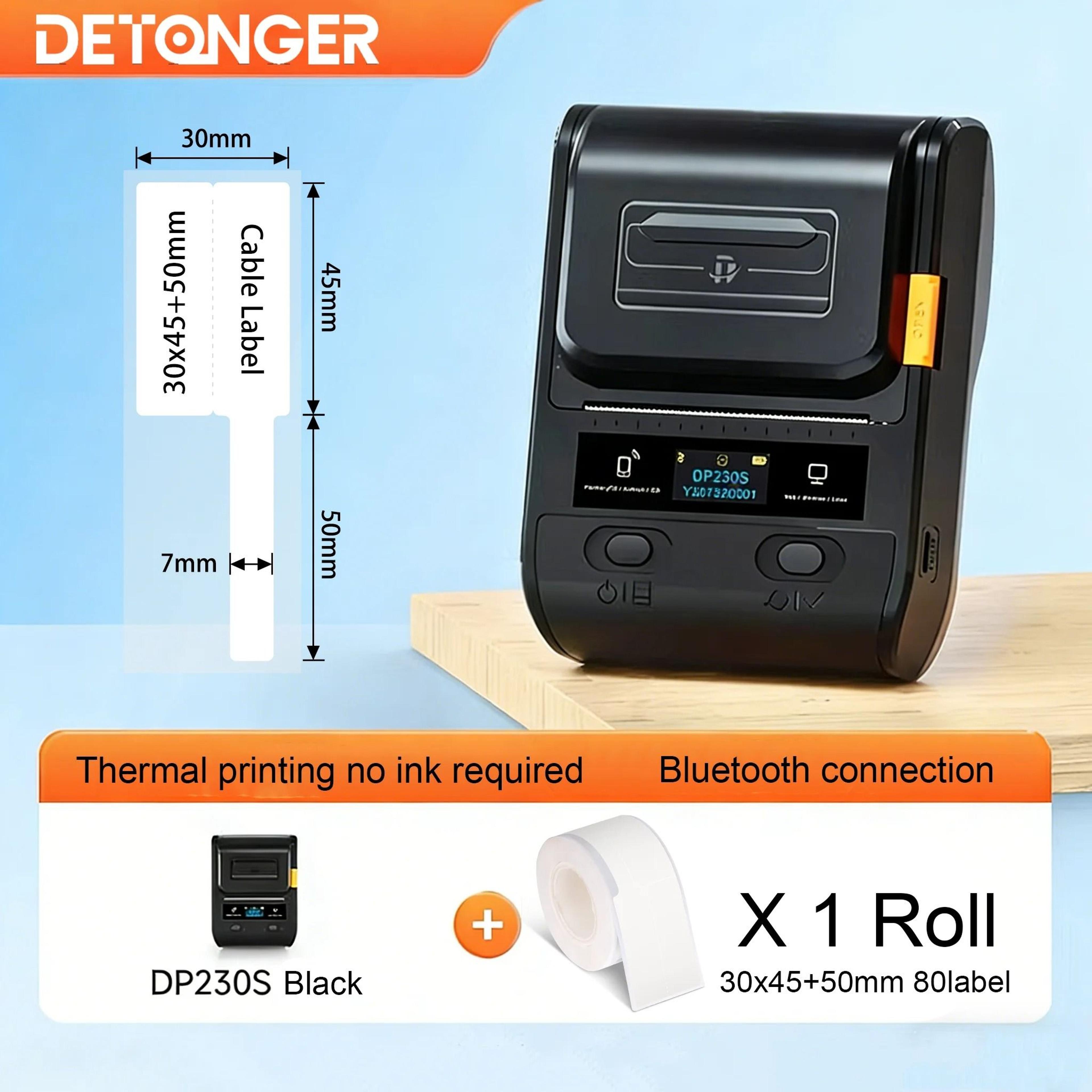 DETONGER DP230S 64mm Portable Smart Thermal Label Printer Wireless Bluetooth Barcode QR Code Cable  8