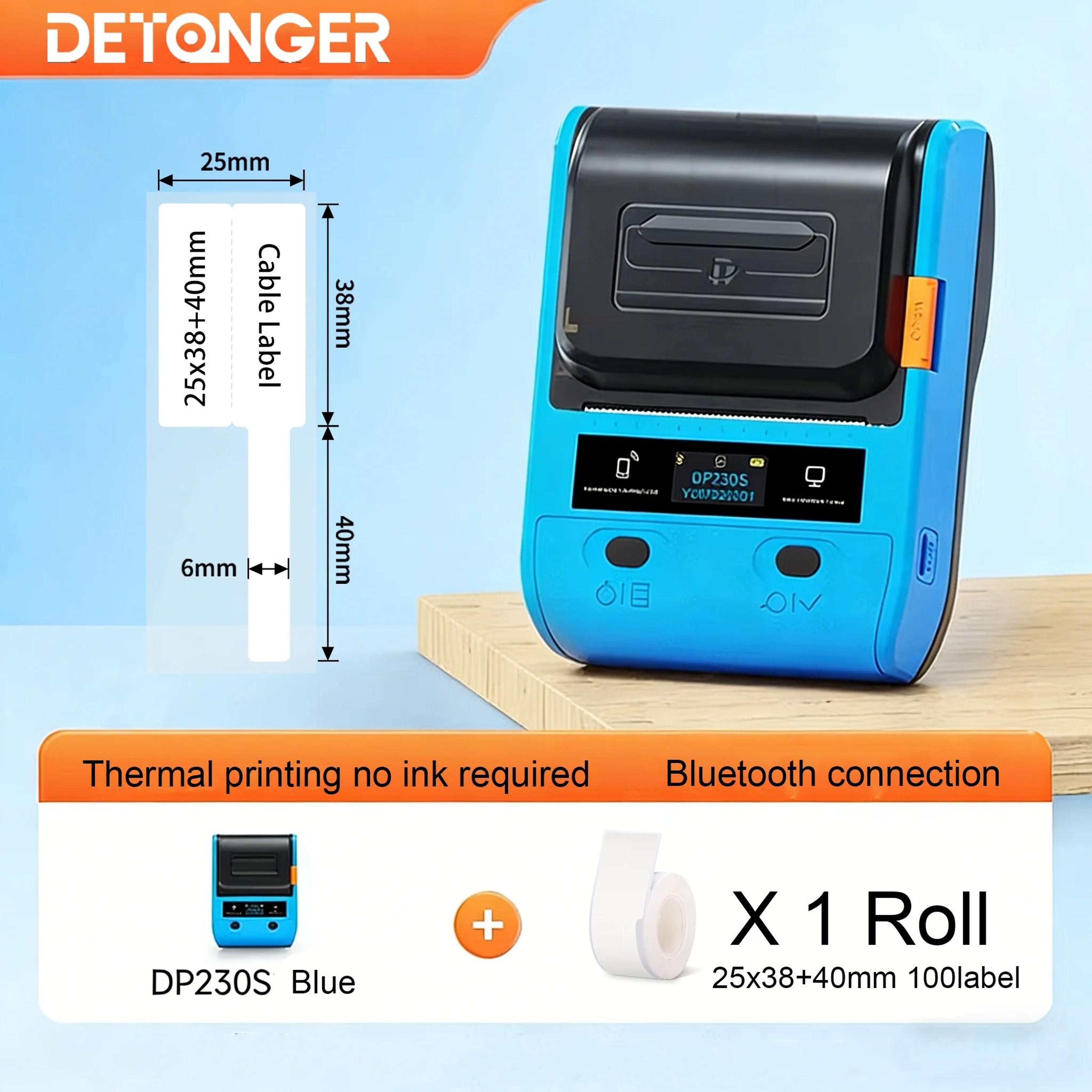 DETONGER DP230S 64mm Portable Smart Thermal Label Printer Wireless Bluetooth Barcode QR Code Cable  6