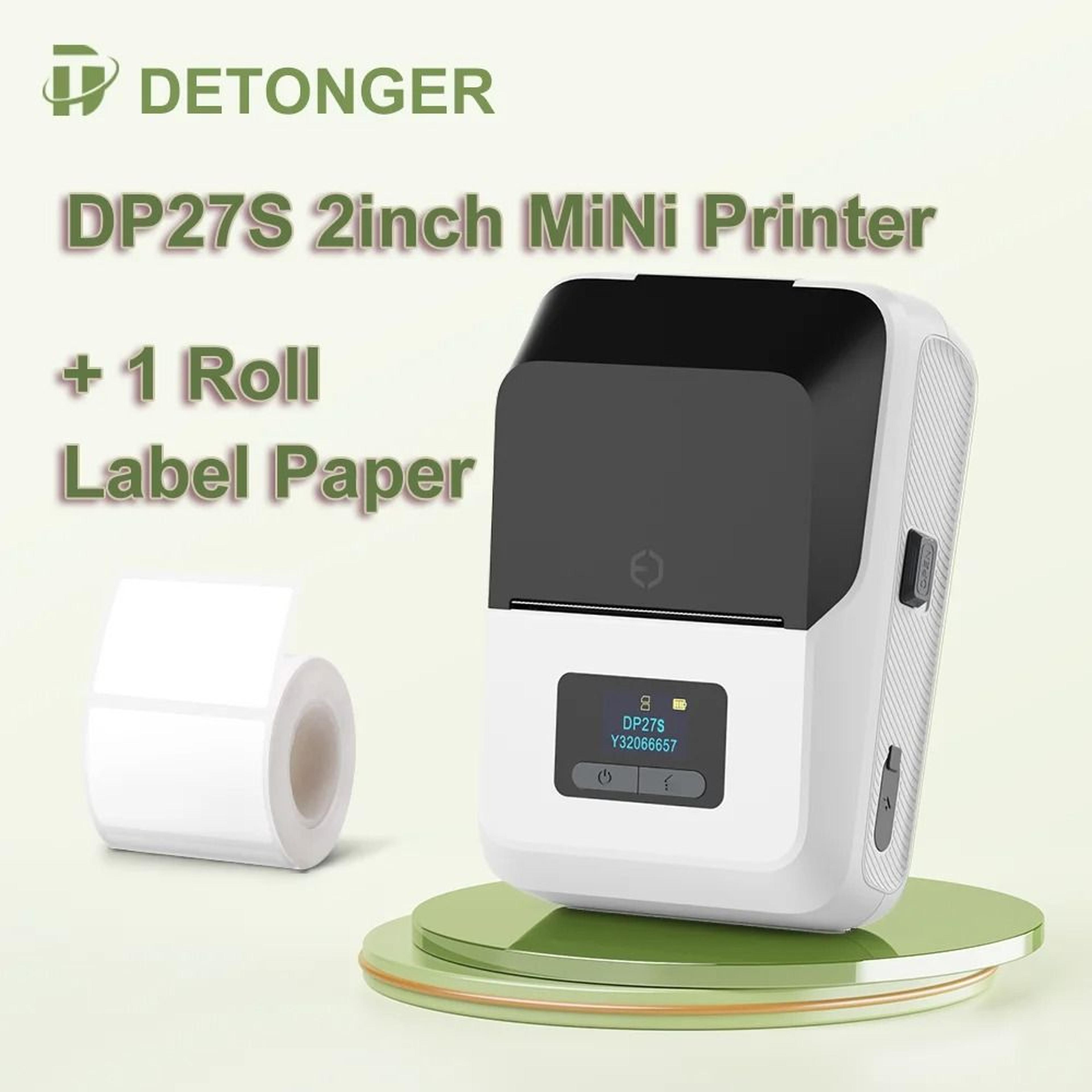 detonger dp27s 2-inch mini thermal label printer wireless bluetooth cable sticker maker for home & office