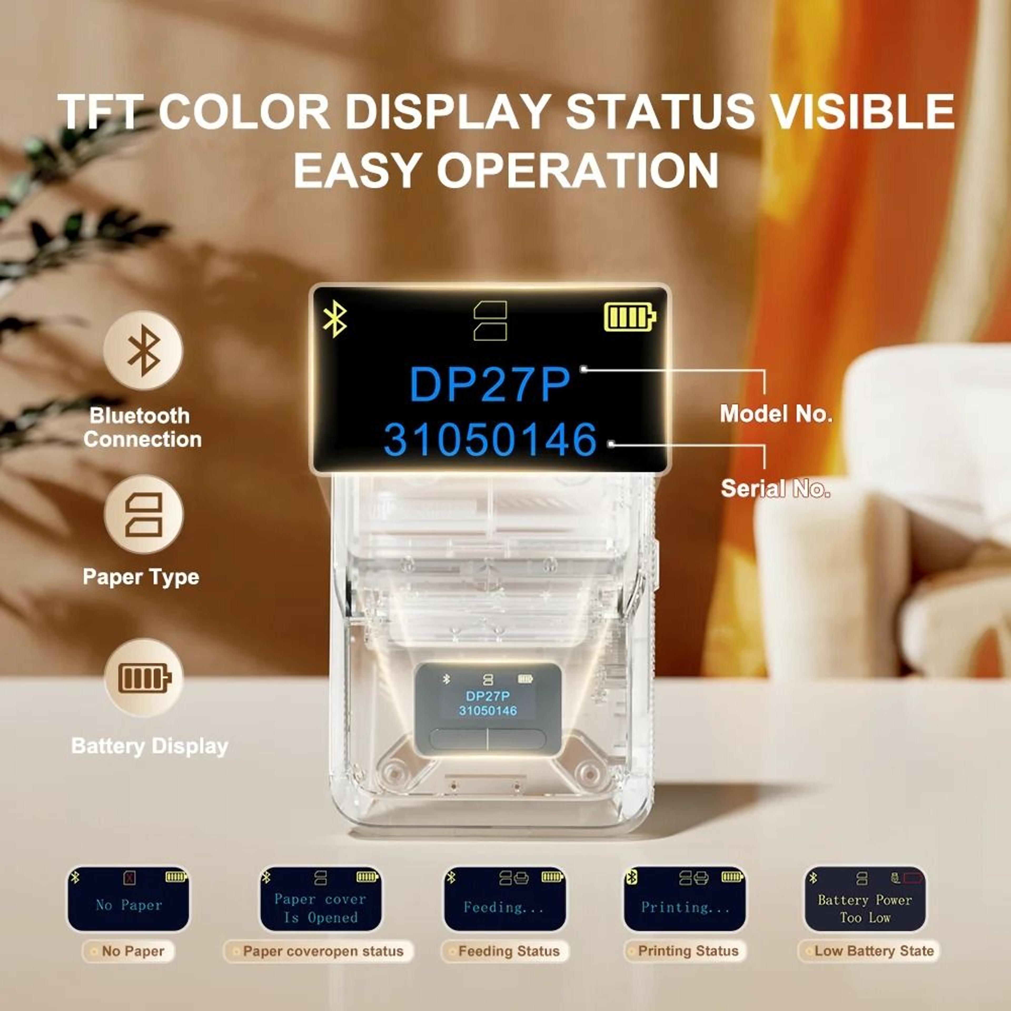 DETONGER DP27P 300 DPI HD Wireless Thermal Label Printer Inkless Sticker Maker For Jewelry Cable Ta 1