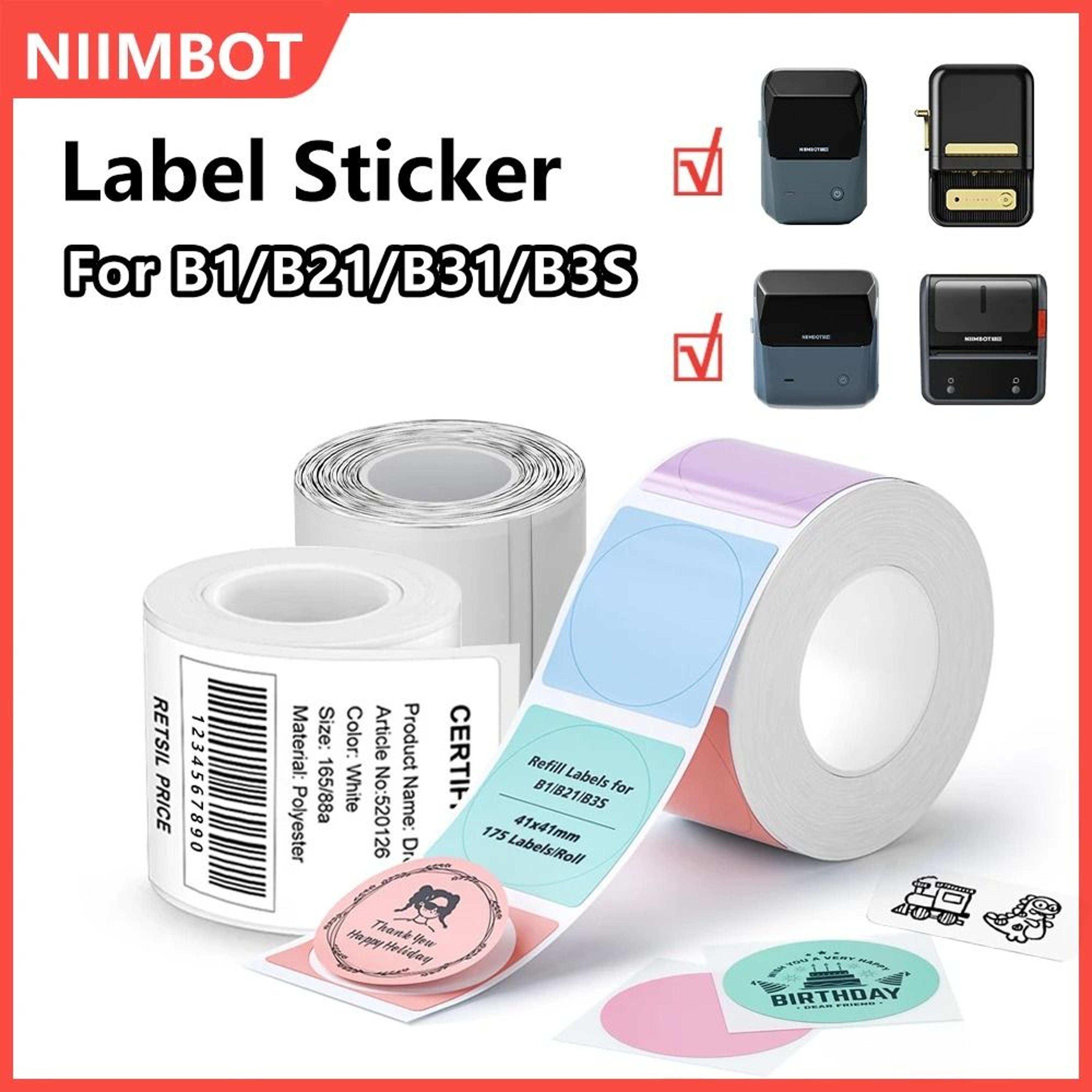 niimbot white, color & transparent self-adhesive thermal label rolls for niimbot b1 & b21 printers