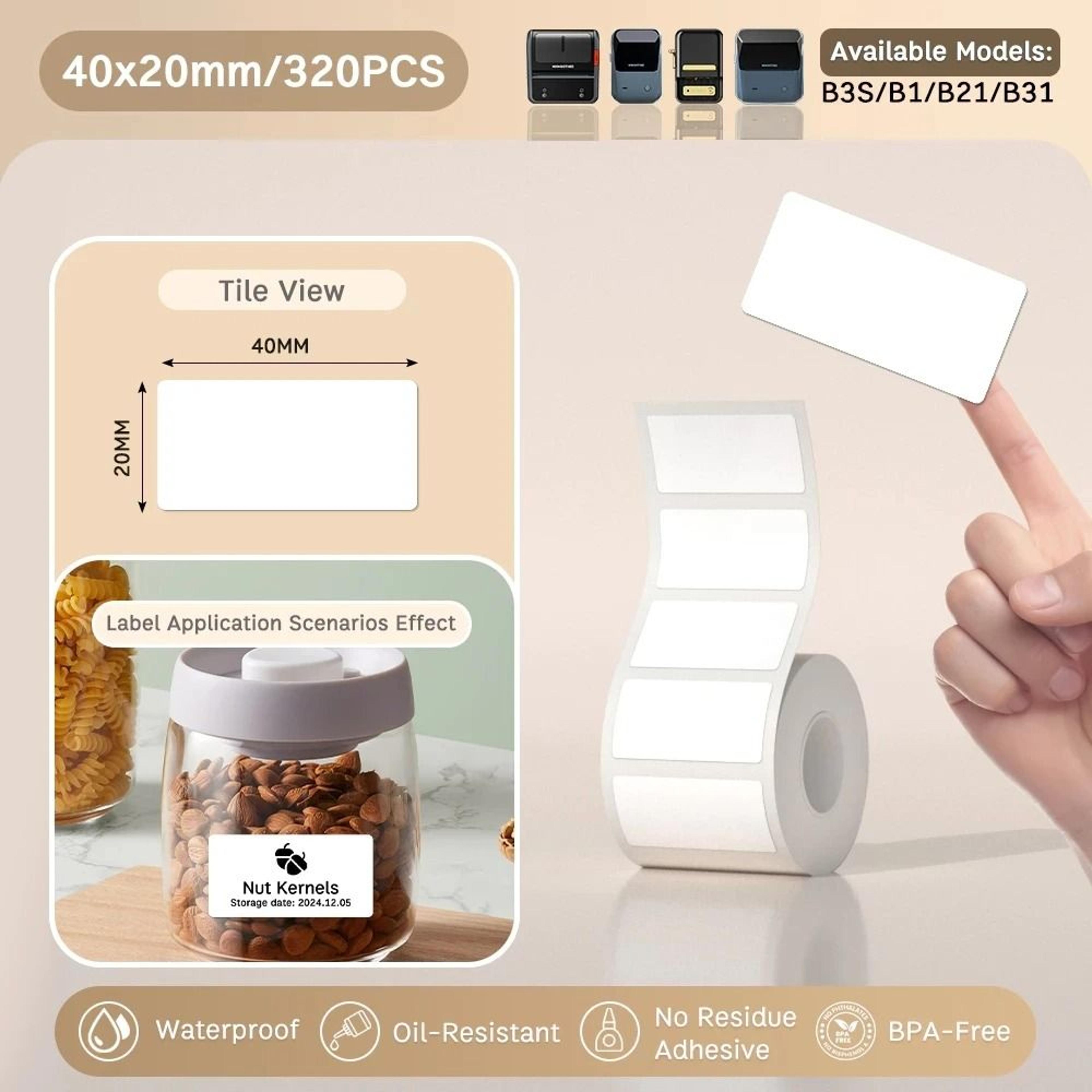 NIIMBOT Full White Series SelfAdhesive Thermal Label Rolls 2050mm For NIIMBOT B21 B1  B3S Printers 7