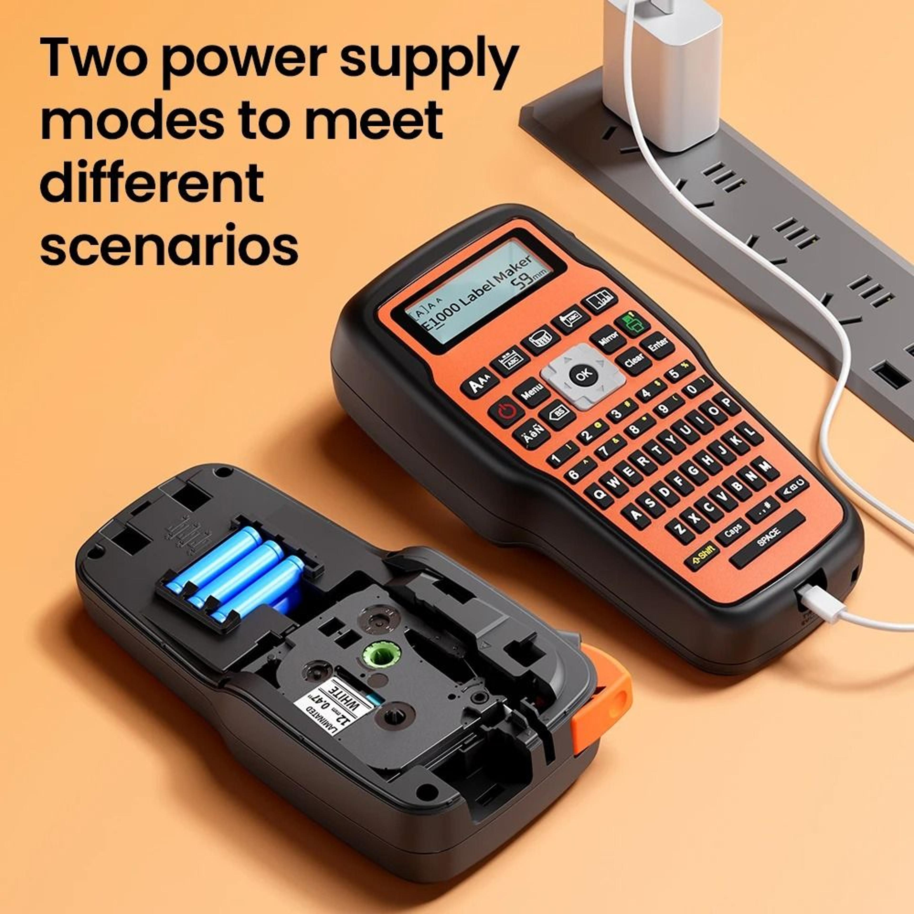 E1000 PRO Handheld Industrial Label Maker QWERTY Keyboard Printer Compatible With Brother TZe Tapes 3
