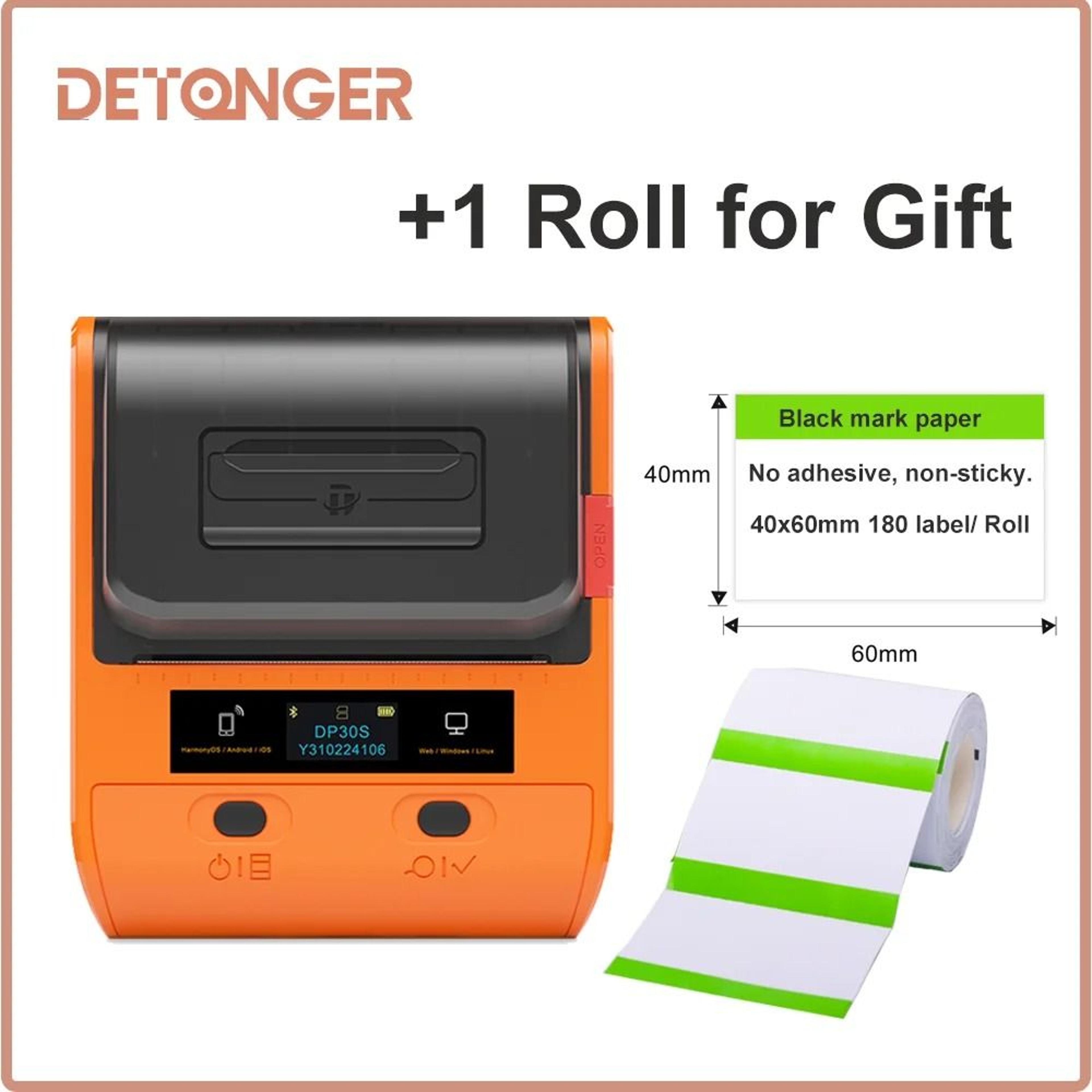 DETONGER DP30S 2880mm Mini Portable Thermal Barcode Label Printer Wireless Bluetooth Sticker Maker 10