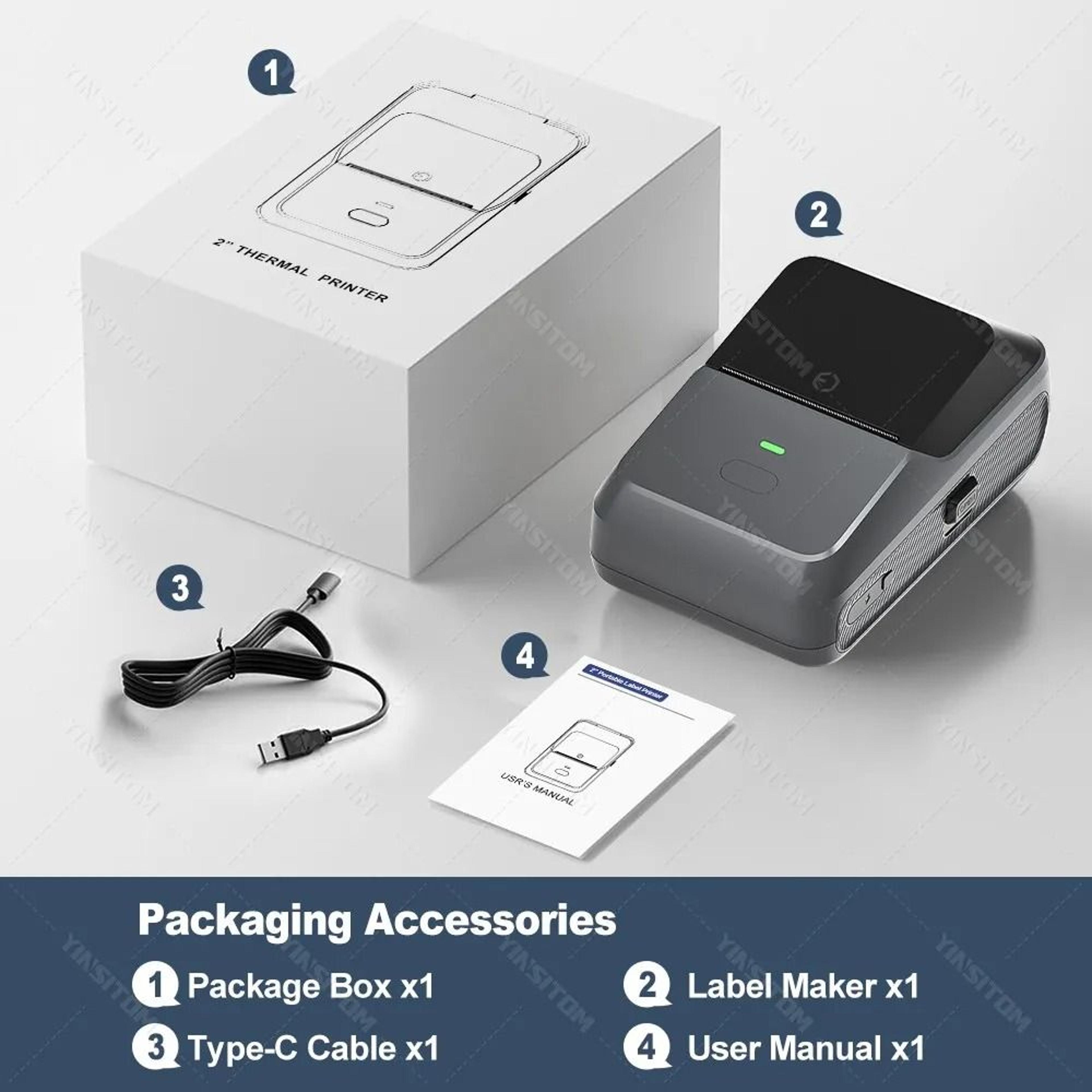 YINSITOM 2050mm Mini Portable Thermal Barcode Label Printer Bluetooth Price Sticker Maker For Andro 7