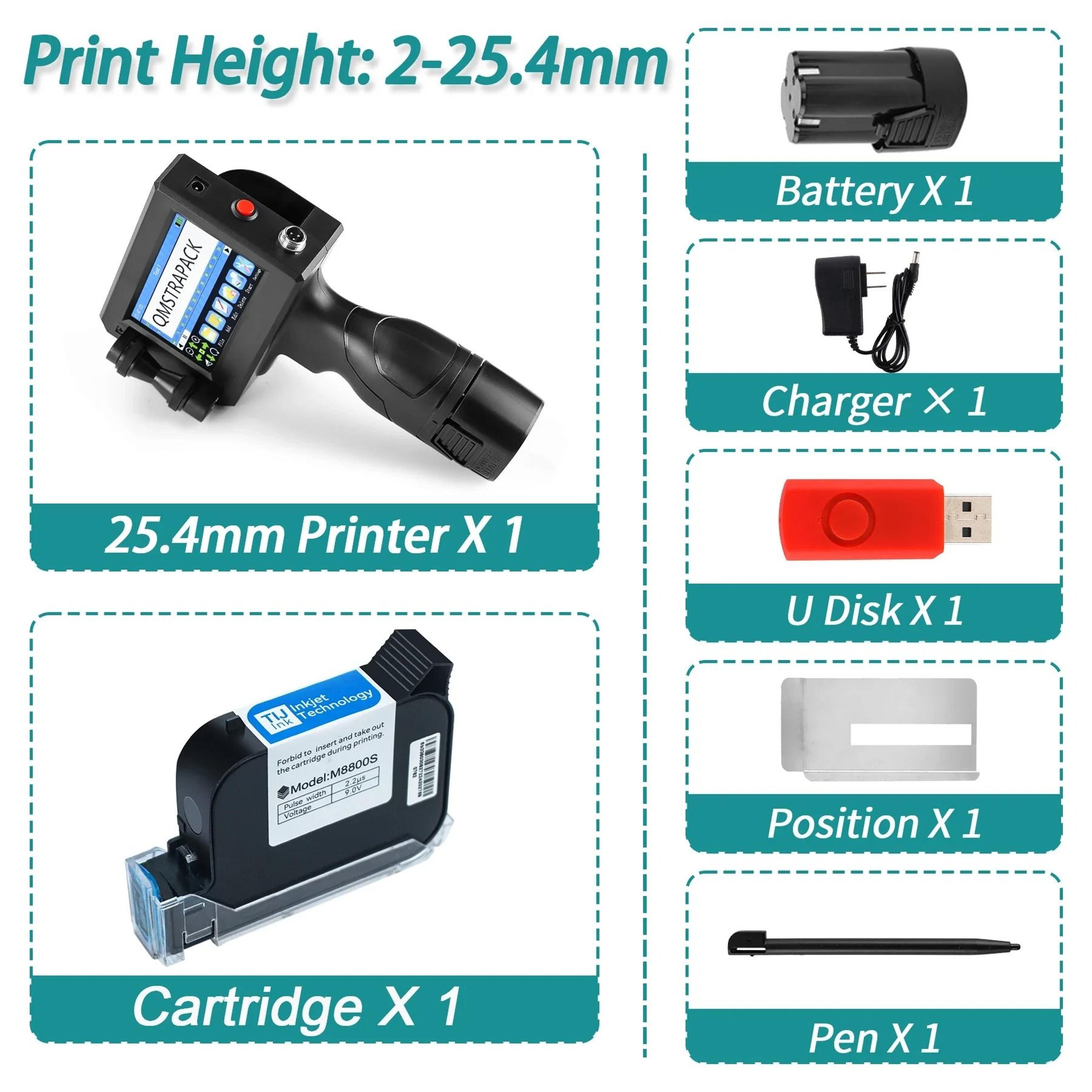 NonEncrypted Handheld Inkjet Printer Gun 127mm TIJ Coder With QuickDrying Ink 7