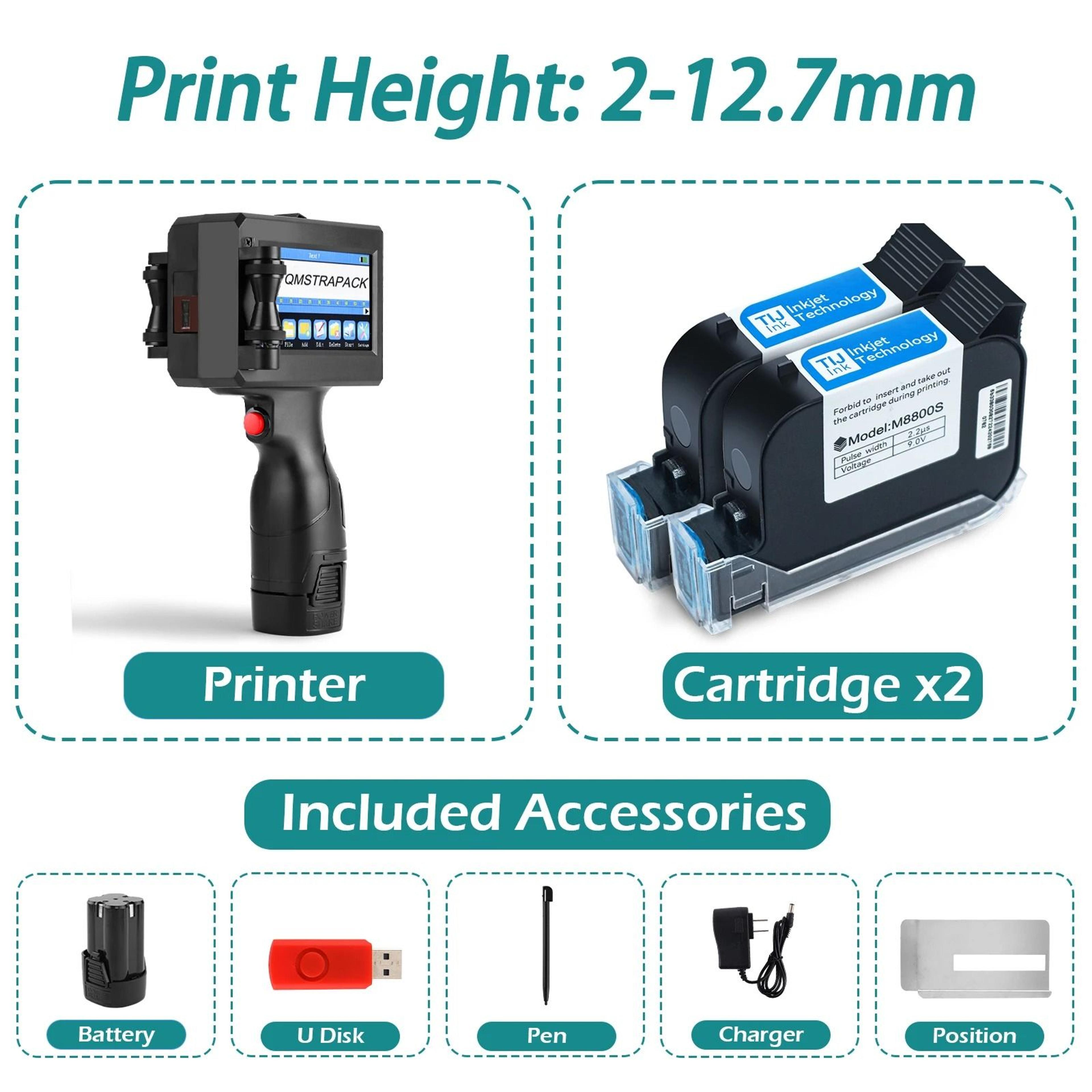 NonEncrypted Handheld Inkjet Printer Gun 127mm TIJ Coder With QuickDrying Ink 10