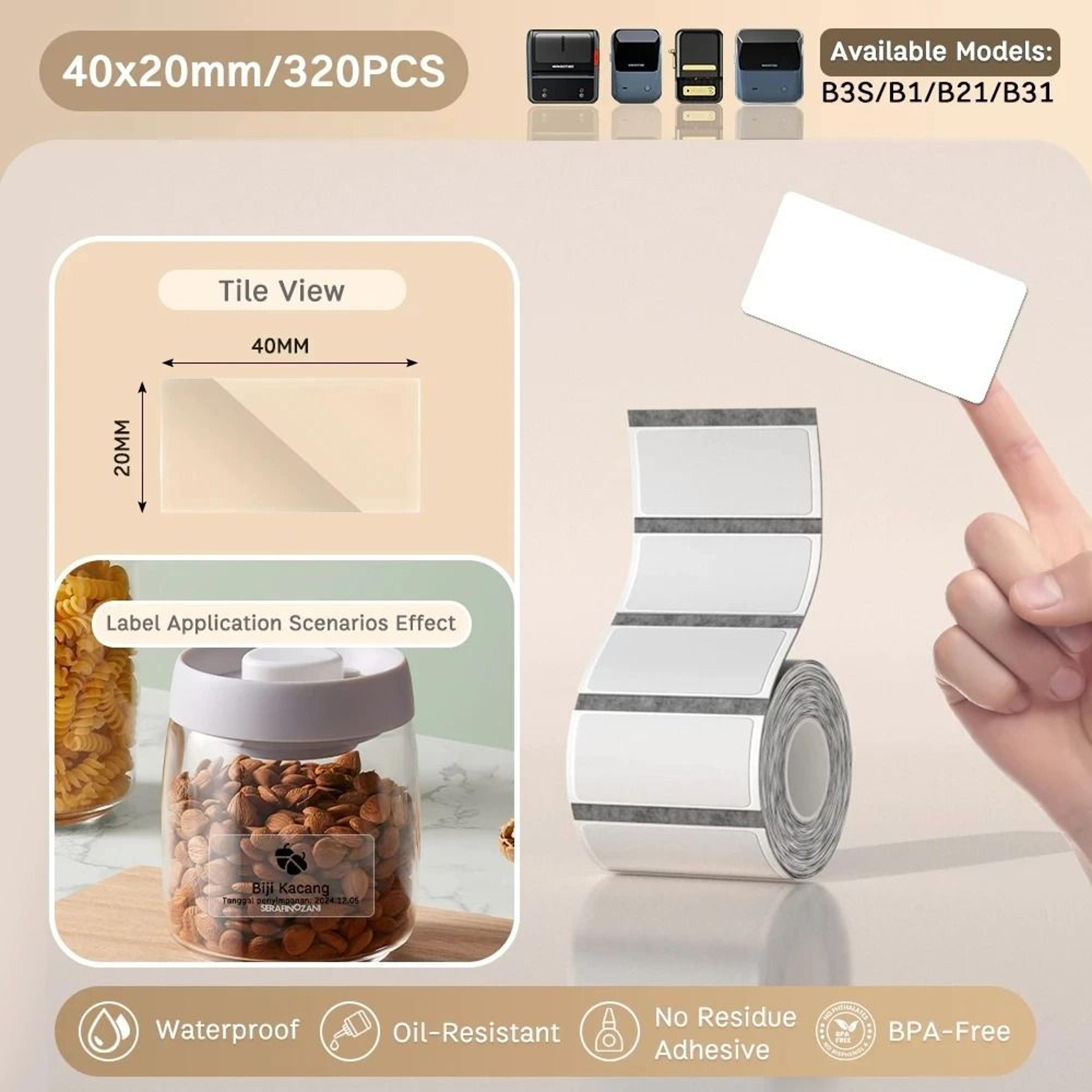 NIIMBOT B21 B203 B3S Thermal Label Printer Paper SelfAdhesive Waterproof  TearResistant Roll 5