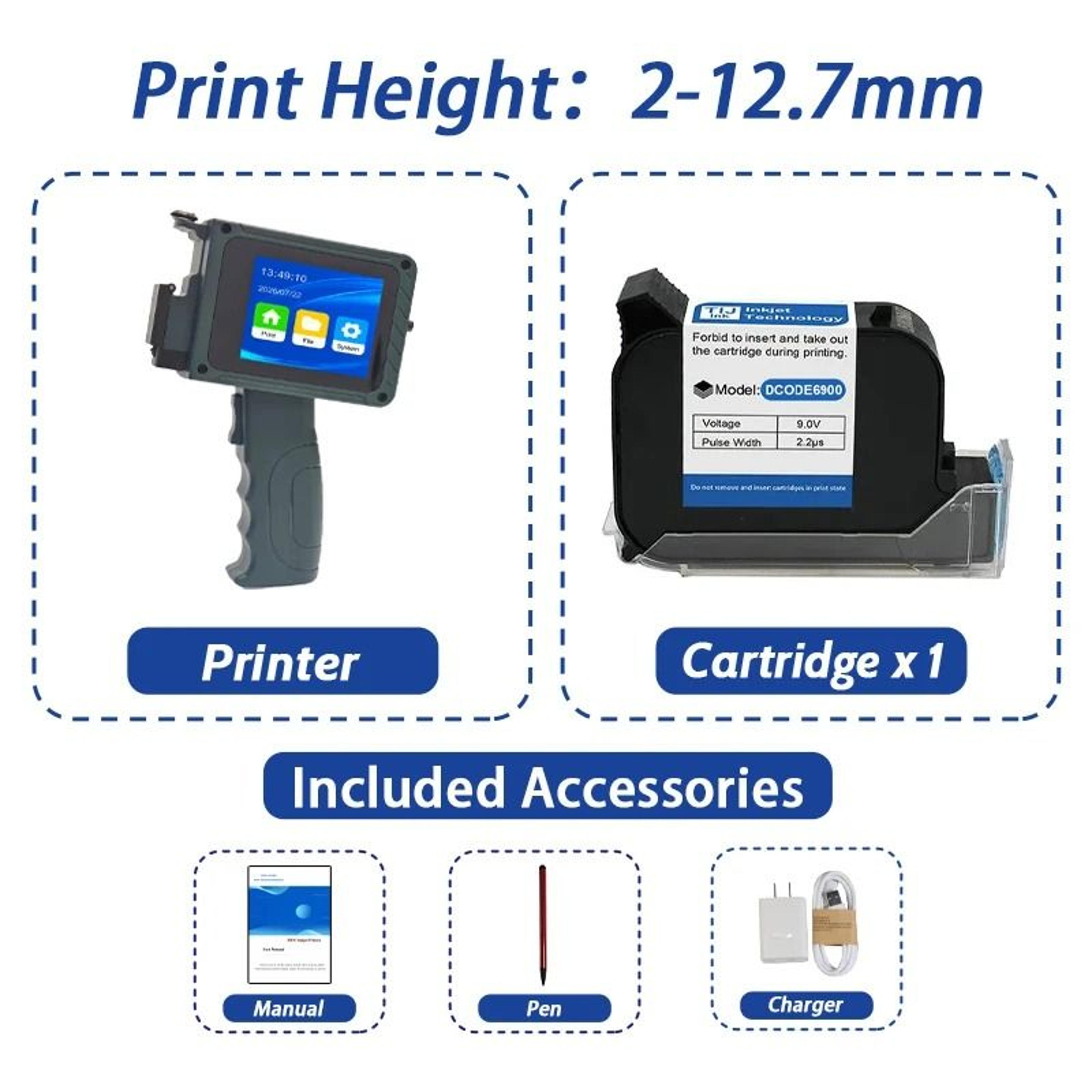 DCODE DC15 Portable Mini Handheld Inkjet Printer 127mm Coding Machine For QR Barcode Logo  Date 8