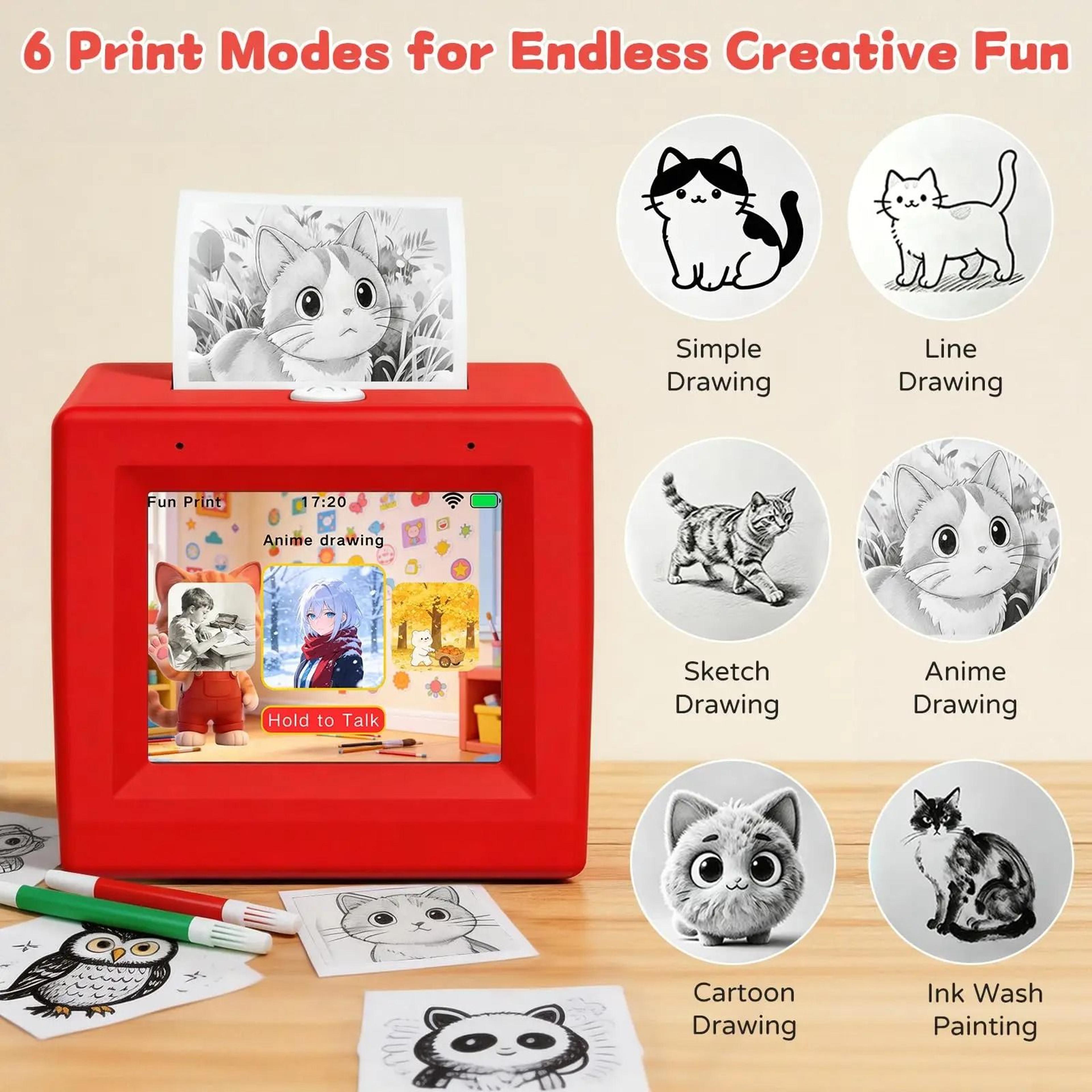 AI VoicePowered Thermal Sticker Maker Printer With HD Screen  WiFi AI Magic Box For Kids 2