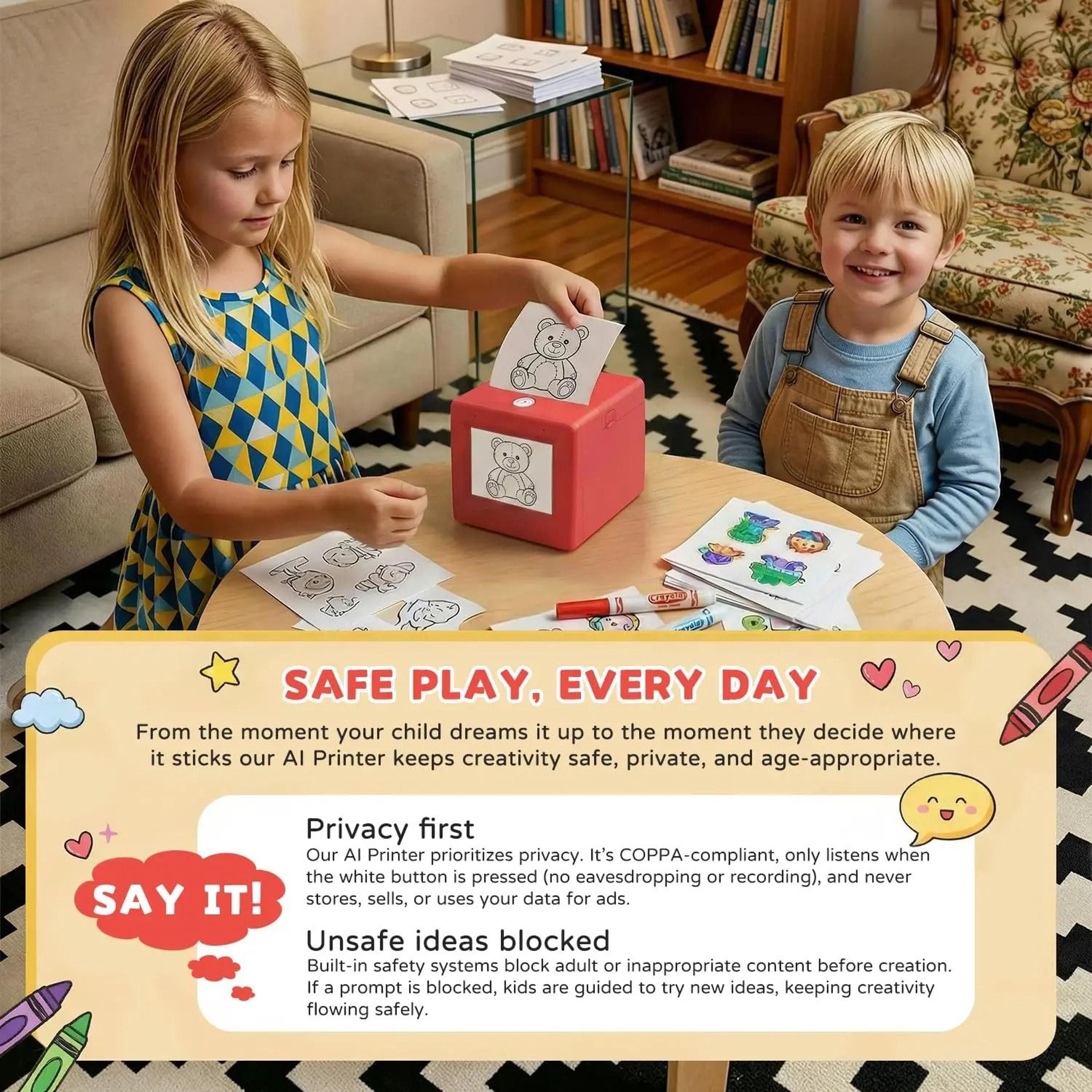 AI VoicePowered Thermal Sticker Maker Printer With HD Screen  WiFi AI Magic Box For Kids 4