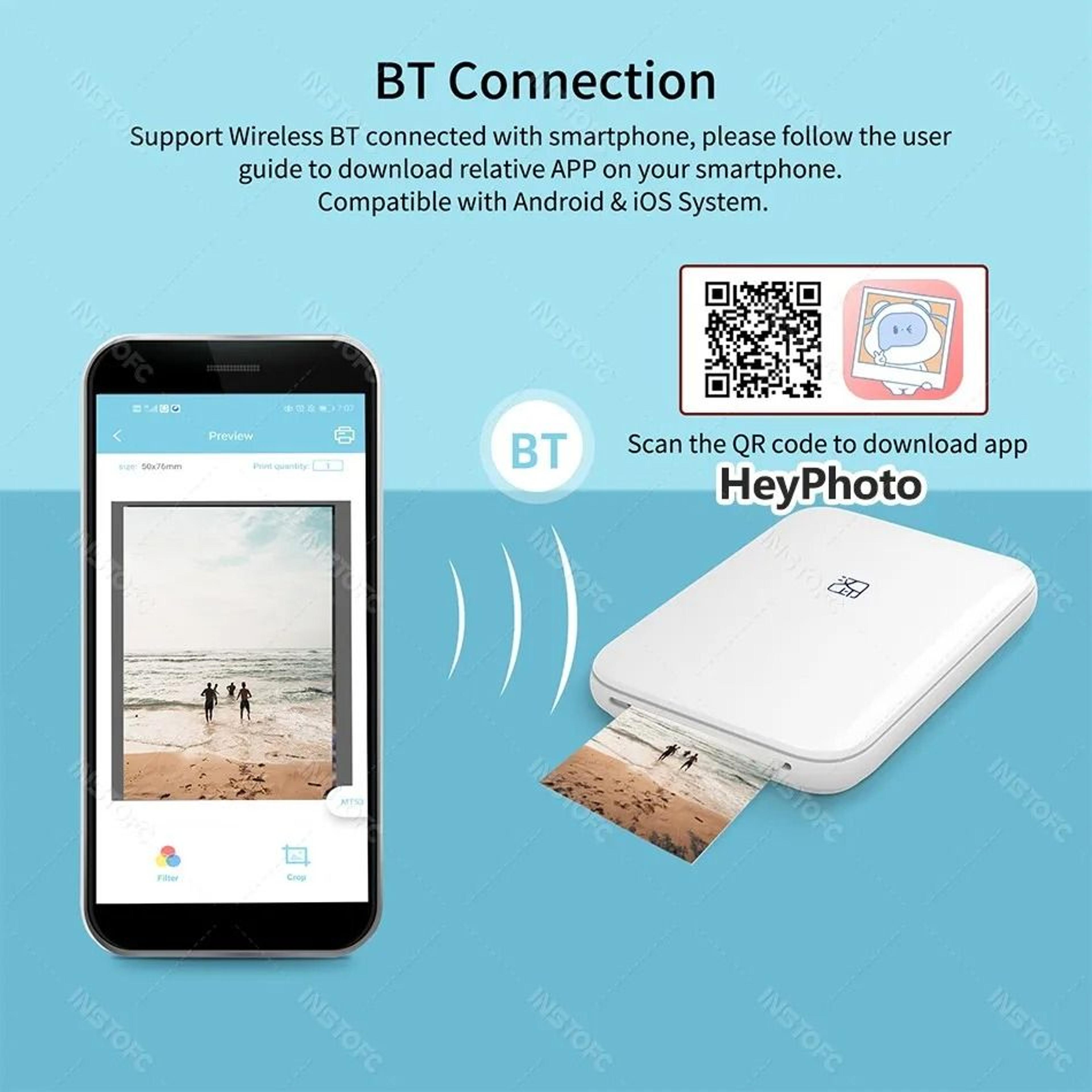 MT53 Pocket Color Photo Printer Wireless Bluetooth Mini Portable Phone Printer With 2x3 Inch Sticky 1
