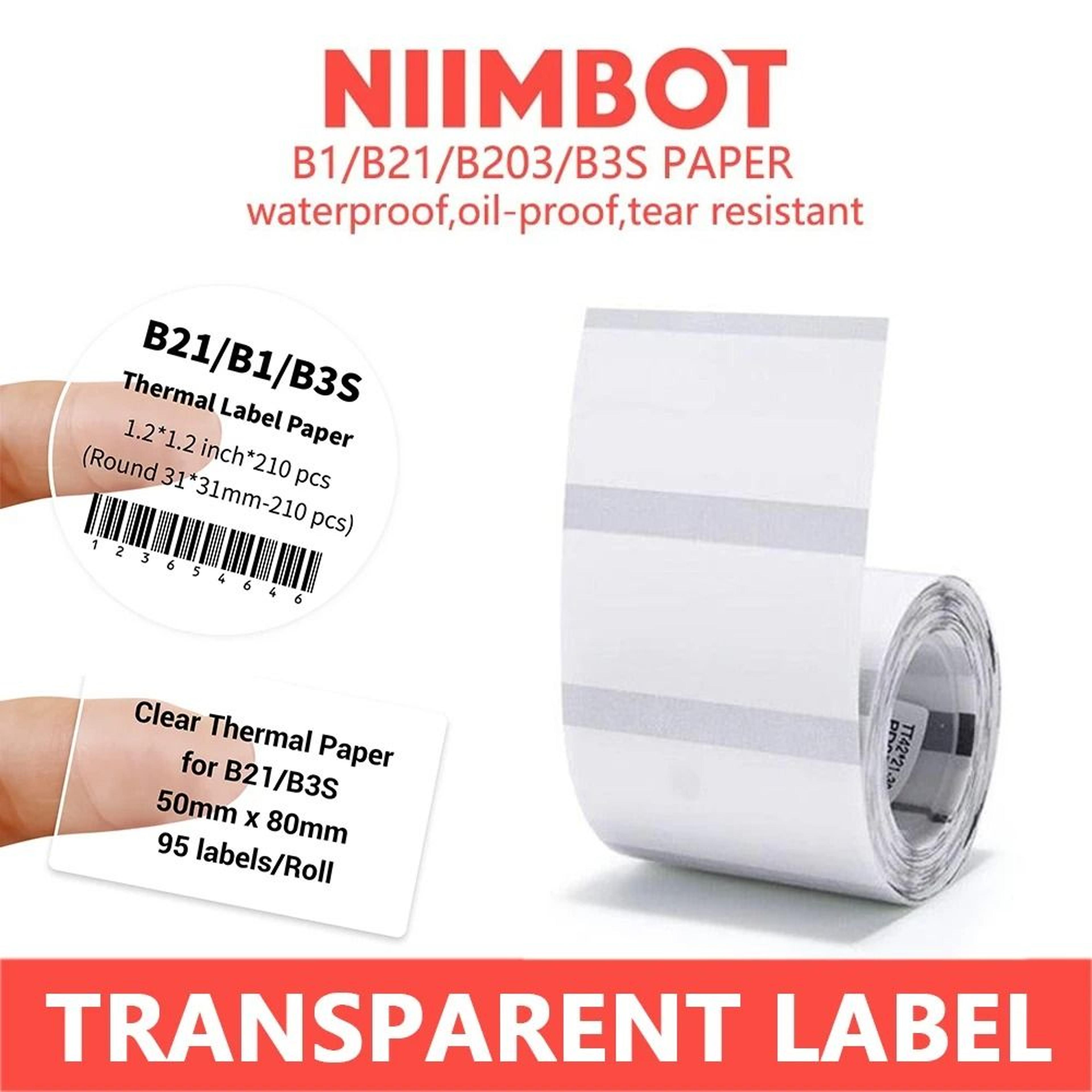 niimbot transparent self-adhesive thermal label paper clear round stickers for b1 & b21 printers