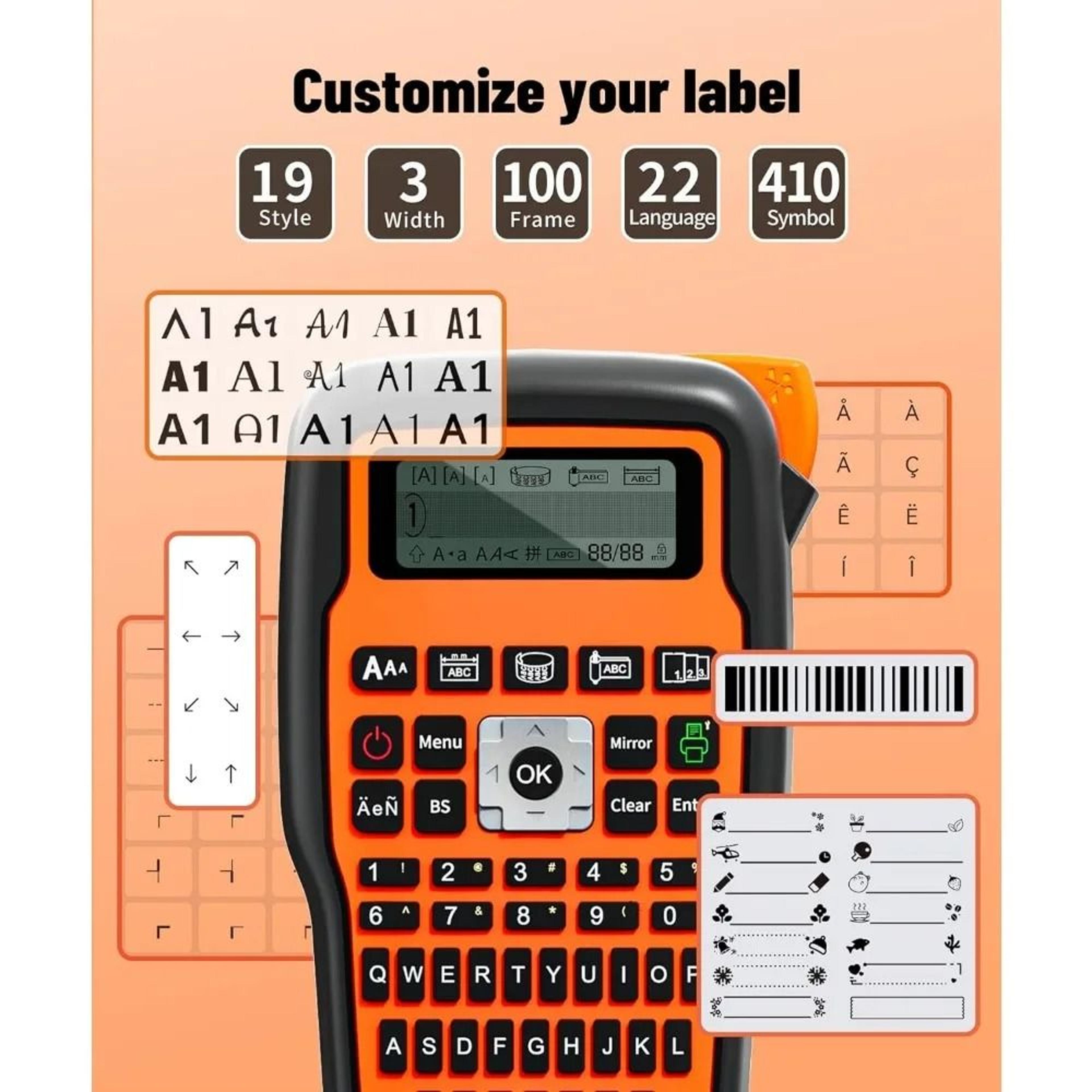 E1000 Pro Portable Industrial Handheld Label Maker Machine Compatible With Brother TZe231 Label Tap 3