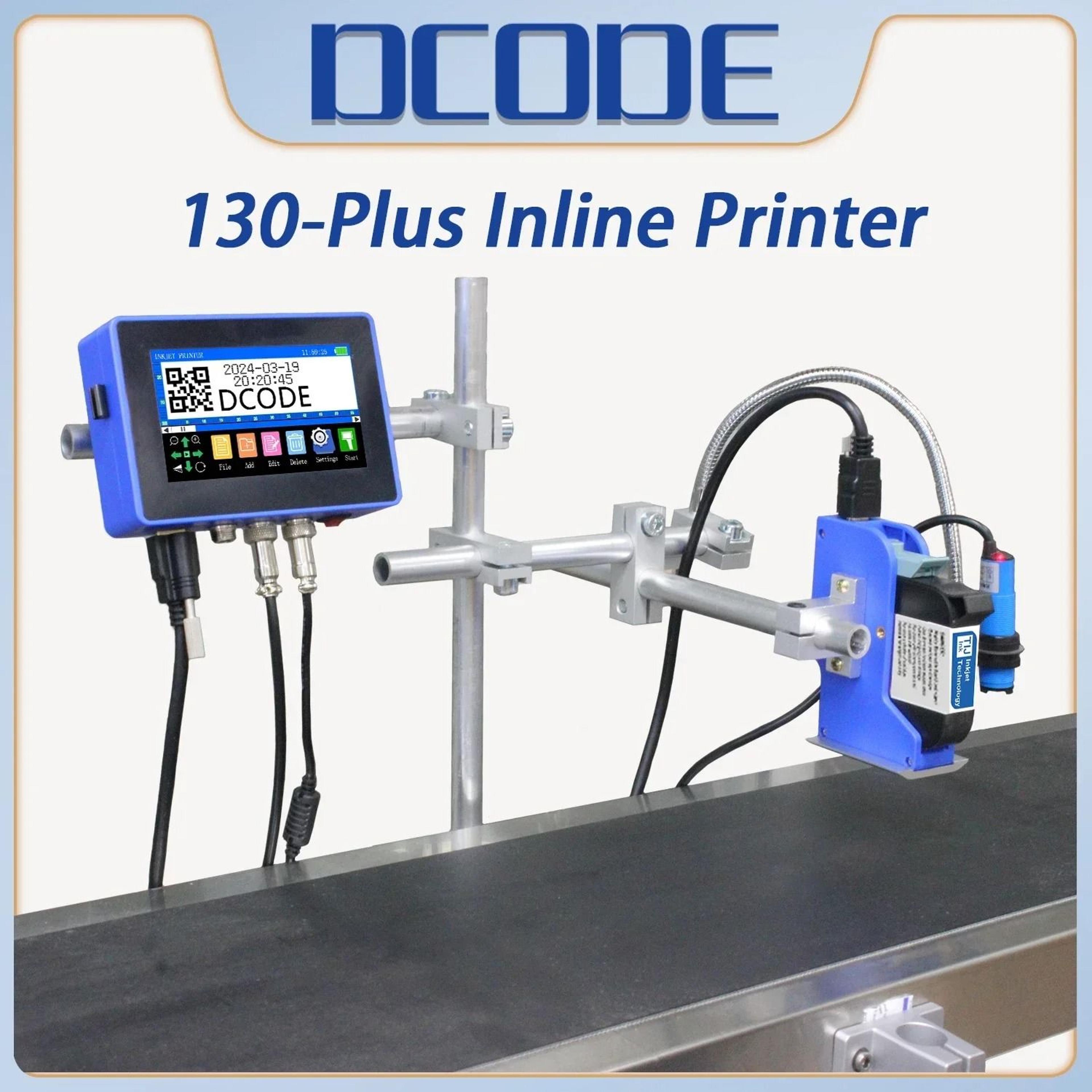 dcode 130plus industrial online inkjet printer 12.7mm & 25.4mm nozzle plastic shell qr barcode batch number date printer