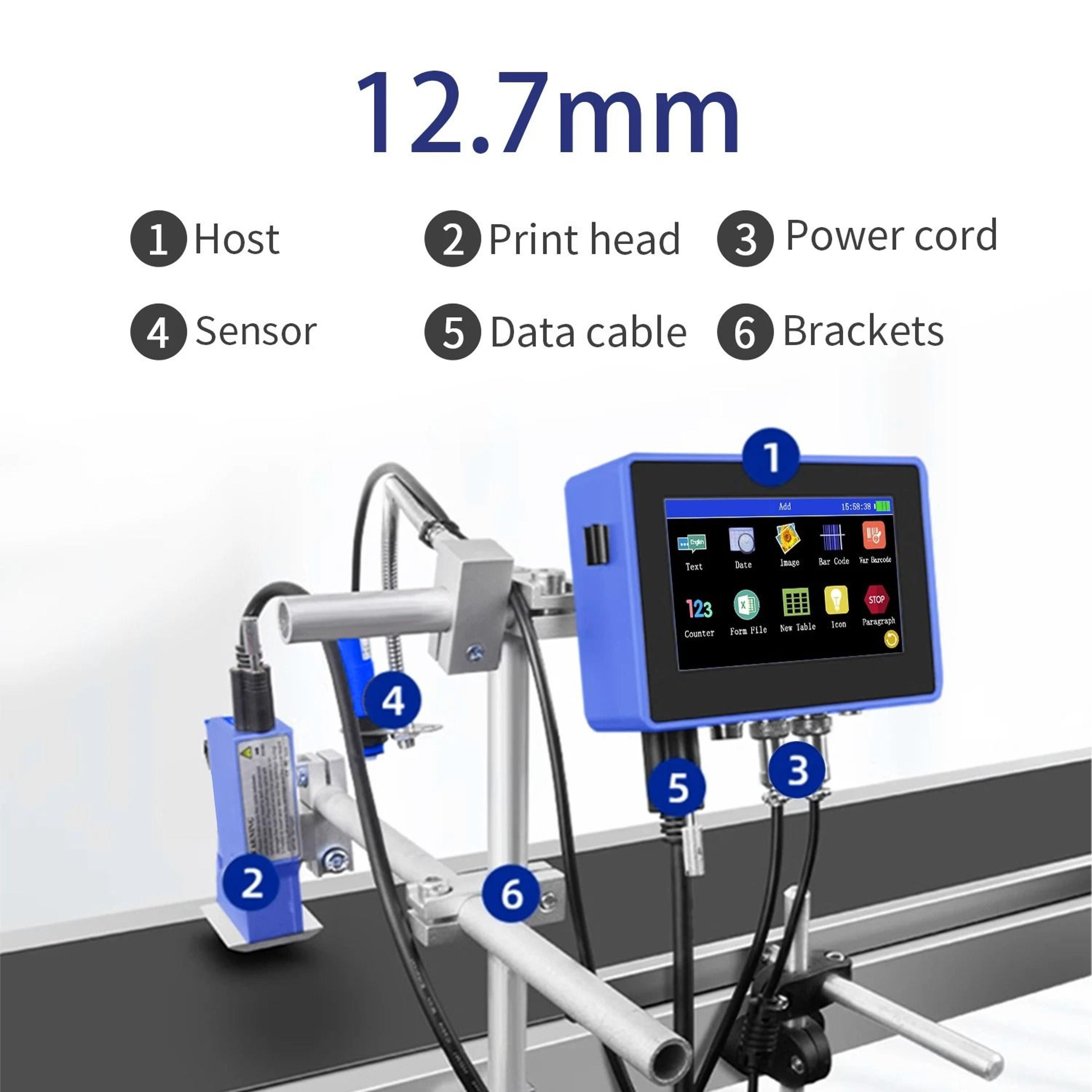 DCODE 130PLUS Industrial Online Inkjet Printer 127mm  254mm Nozzle Plastic Shell QR Barcode Batch N 6