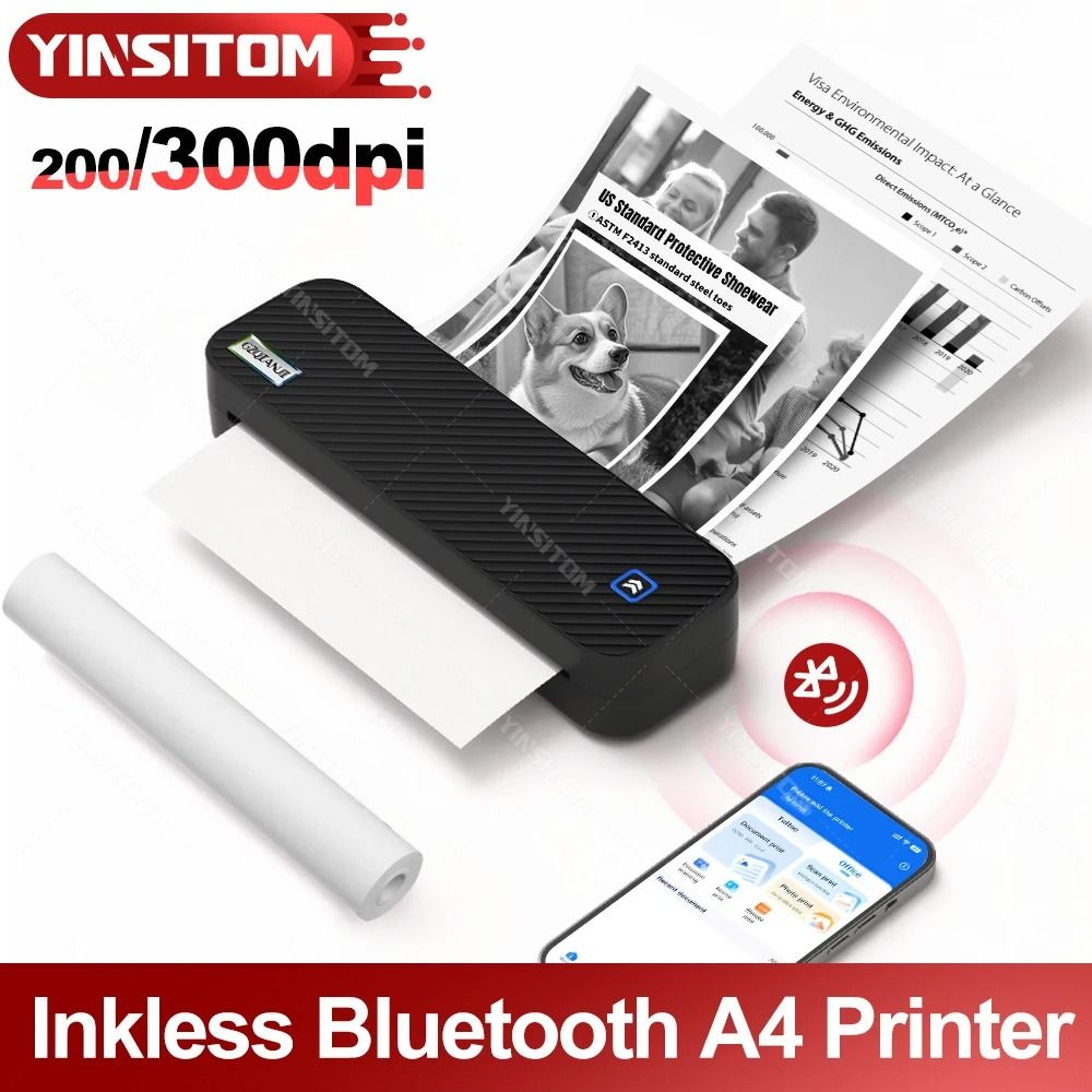 yinsitom 300dpi portable thermal printer supporting us letter & a4 paper