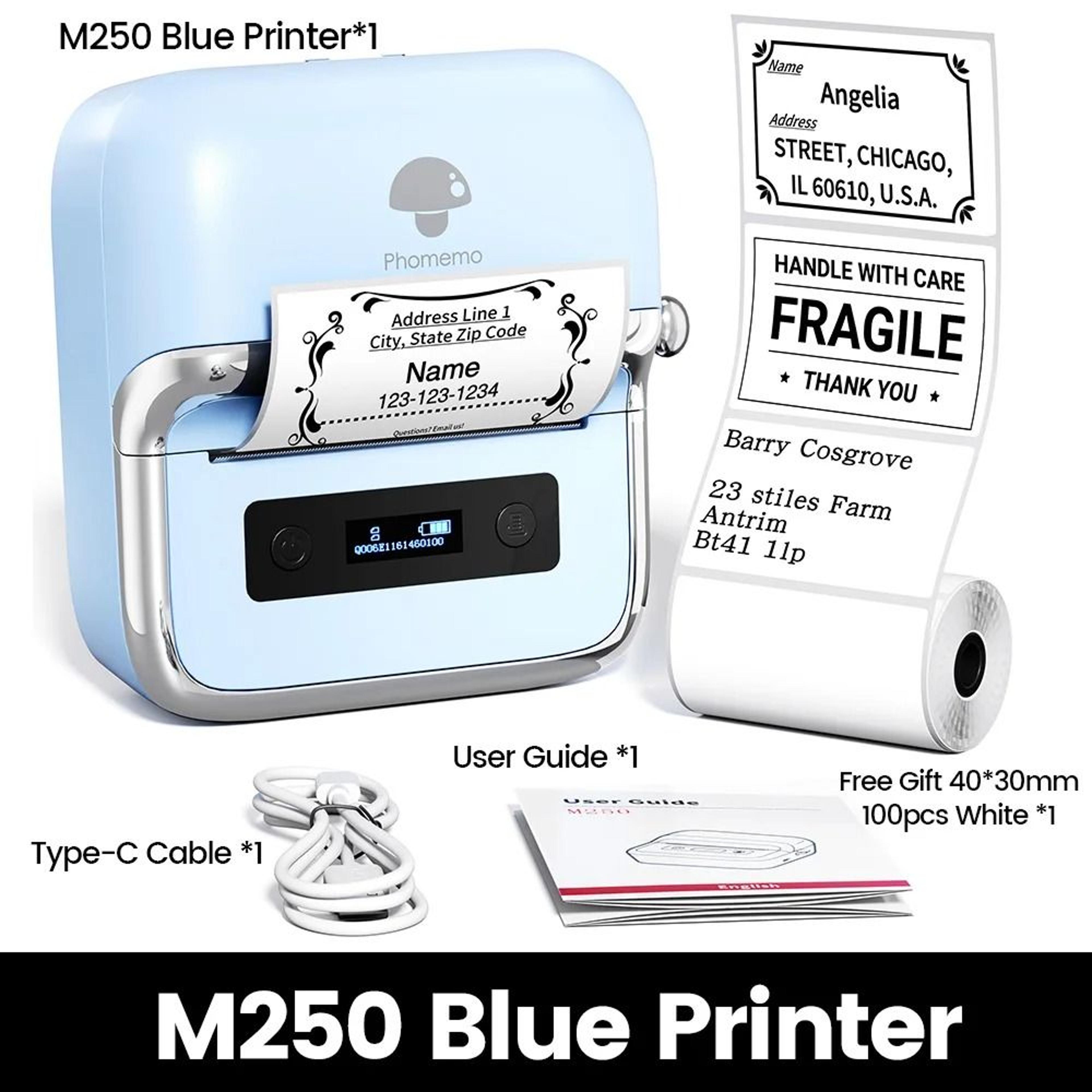 Phomemo M250 75mm Portable Bluetooth Thermal Label Maker  Barcode Printer For Business  Home 8