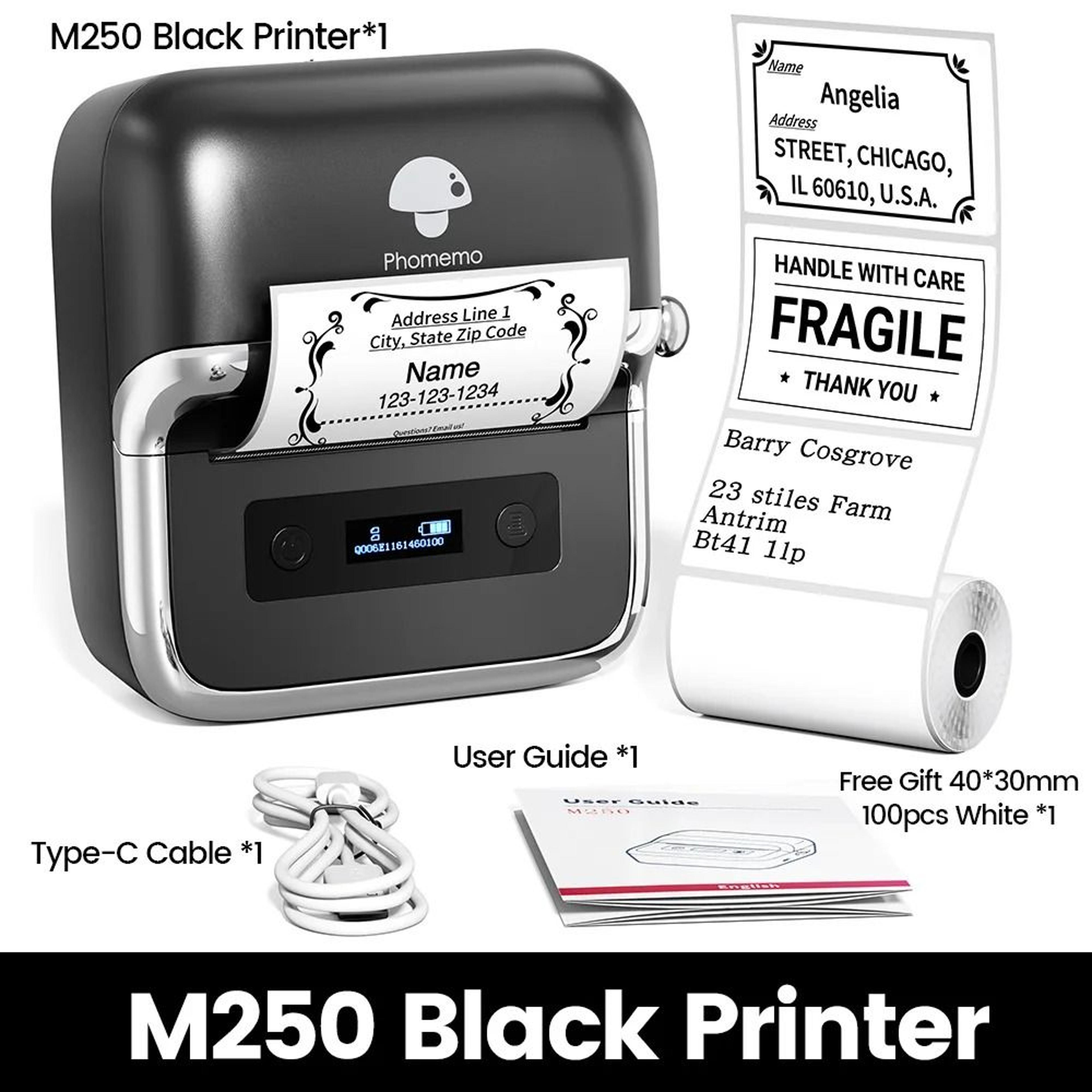 Phomemo M250 75mm Portable Bluetooth Thermal Label Maker  Barcode Printer For Business  Home 7