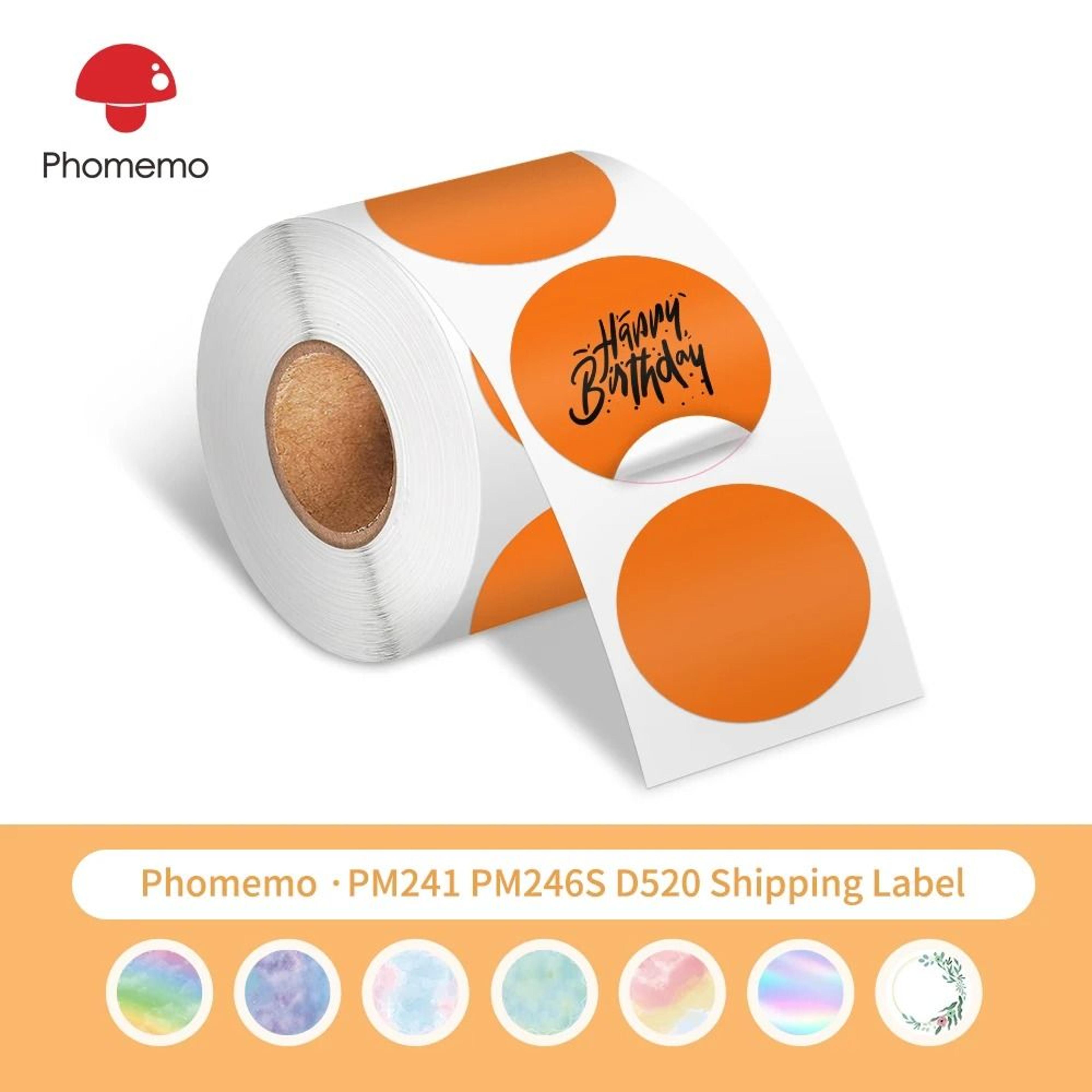phomemo waterproof white round thermal label stickers for pm241, pm246s & d520 label printers