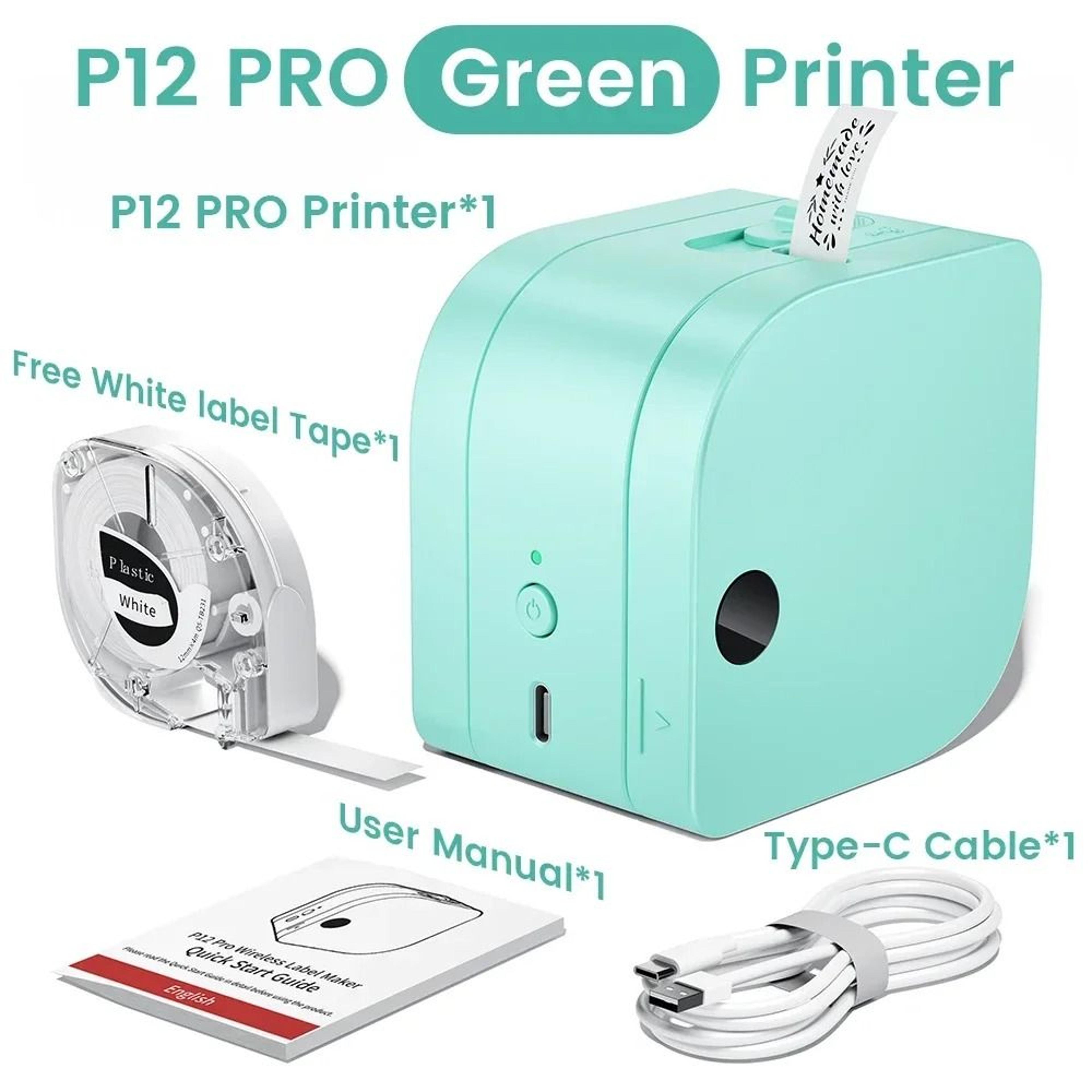Phomemo P12 PRO Portable Bluetooth Thermal Label Printer Rechargeable 12mm Inkless Label Maker For  6