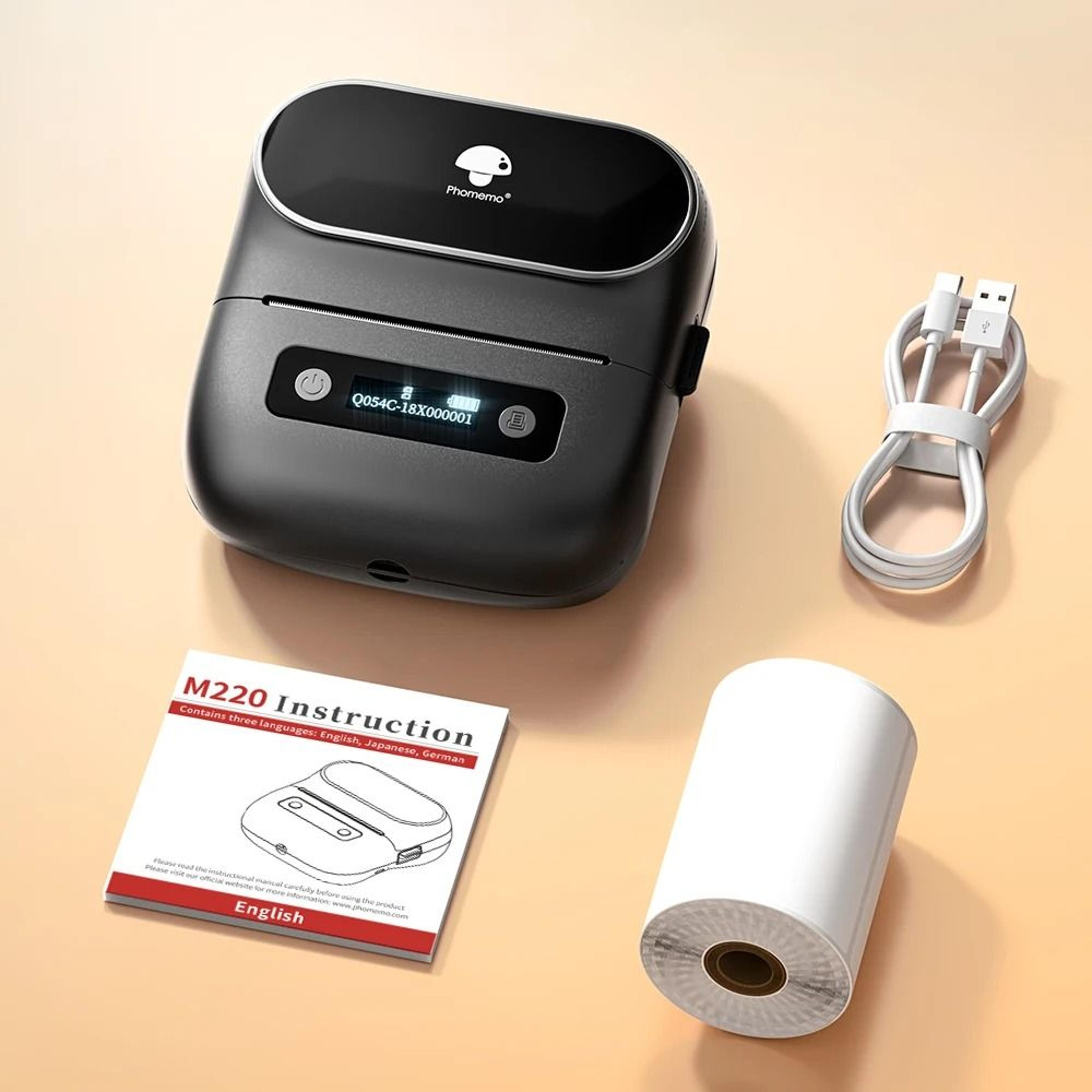phomemo m220 portable bluetooth thermal label printer 75mm barcode & price tag maker for business & home