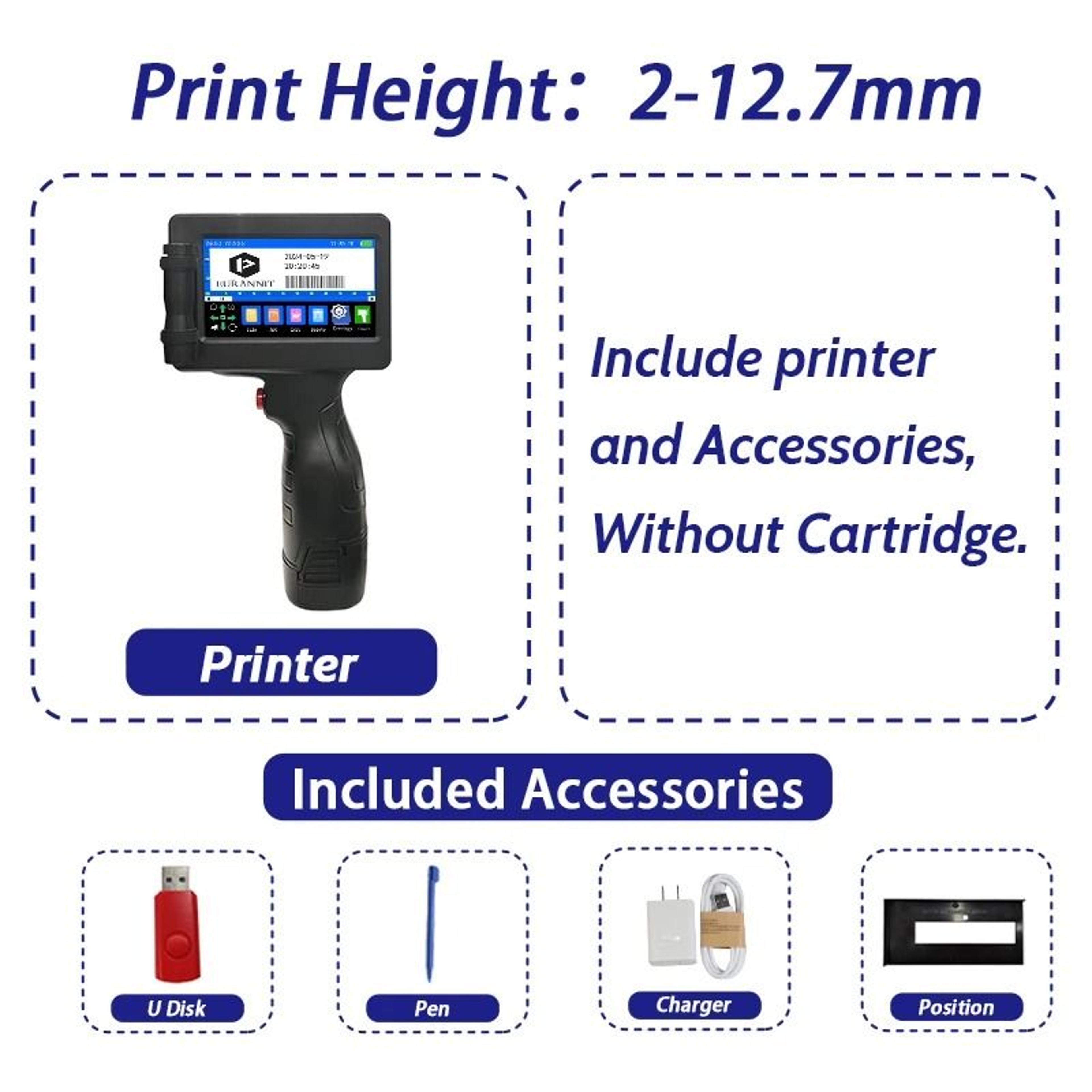 EURANNIT E17 127mm Handheld Portable Thermal Inkjet Printer Coding Machine For Text QR Codes Barcod 6