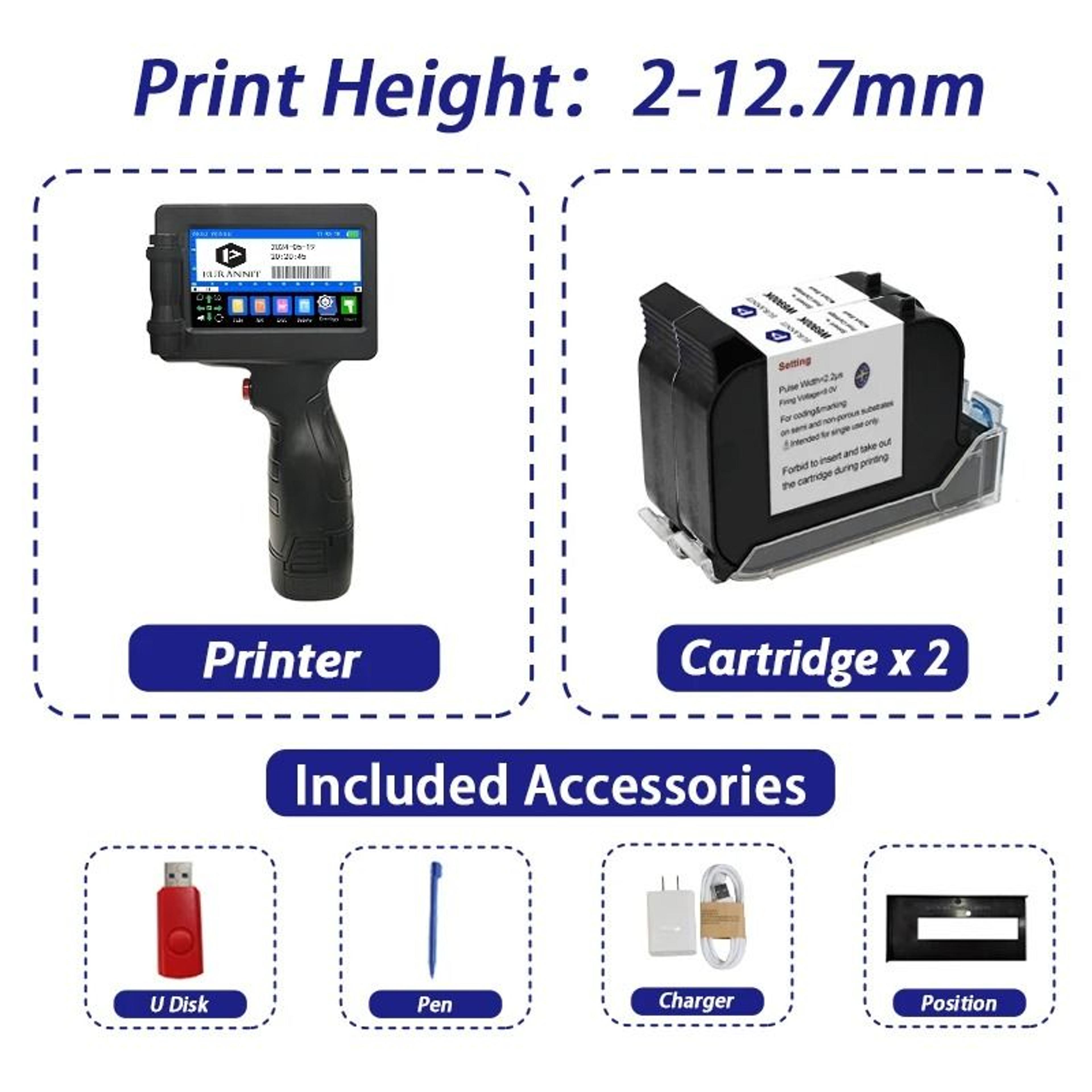 EURANNIT E17 127mm Handheld Portable Thermal Inkjet Printer Coding Machine For Text QR Codes Barcod 8