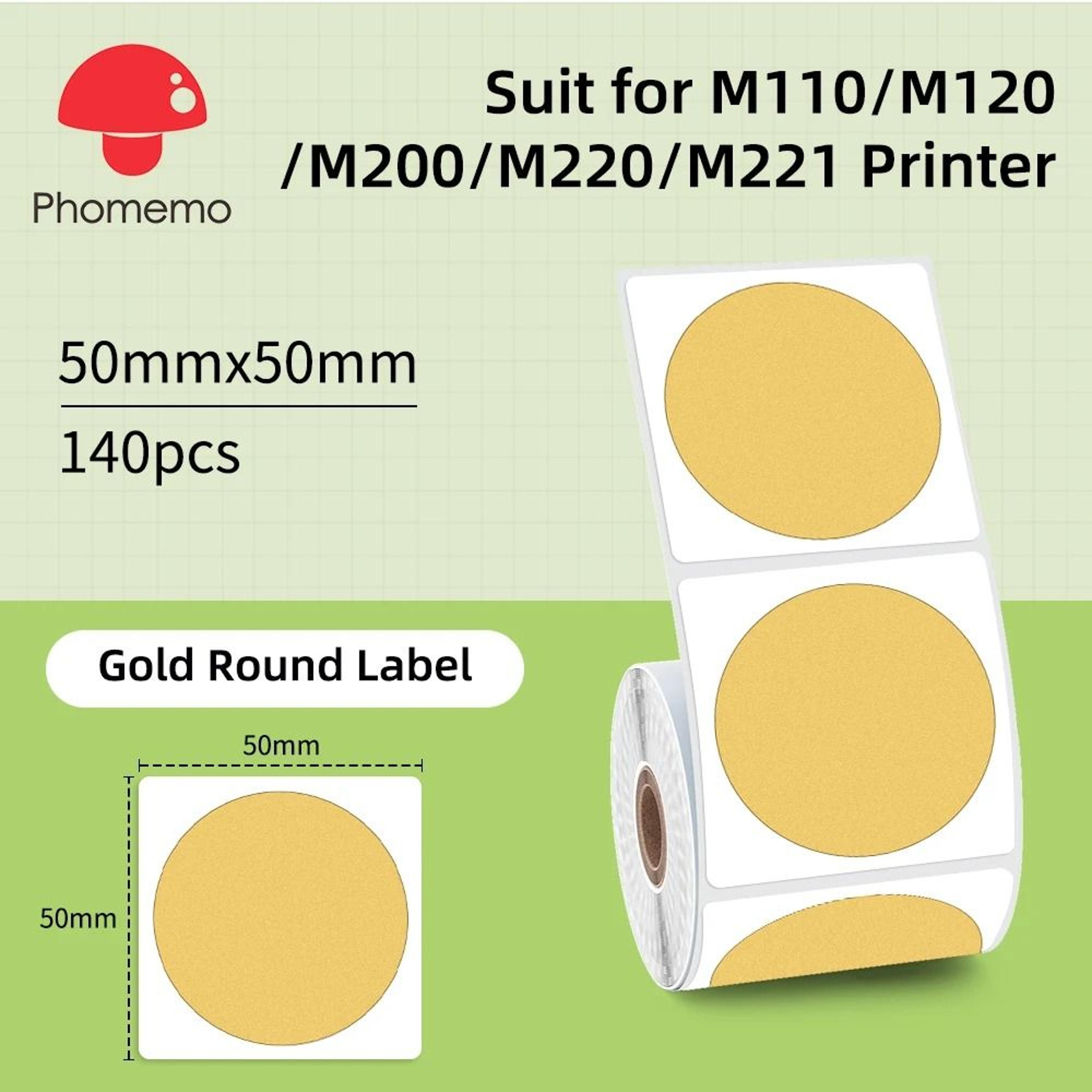 Phomemo MultiPurpose Thermal Labels For M110 M200  M220 Printers  Adhesive Round  Square Printable  23