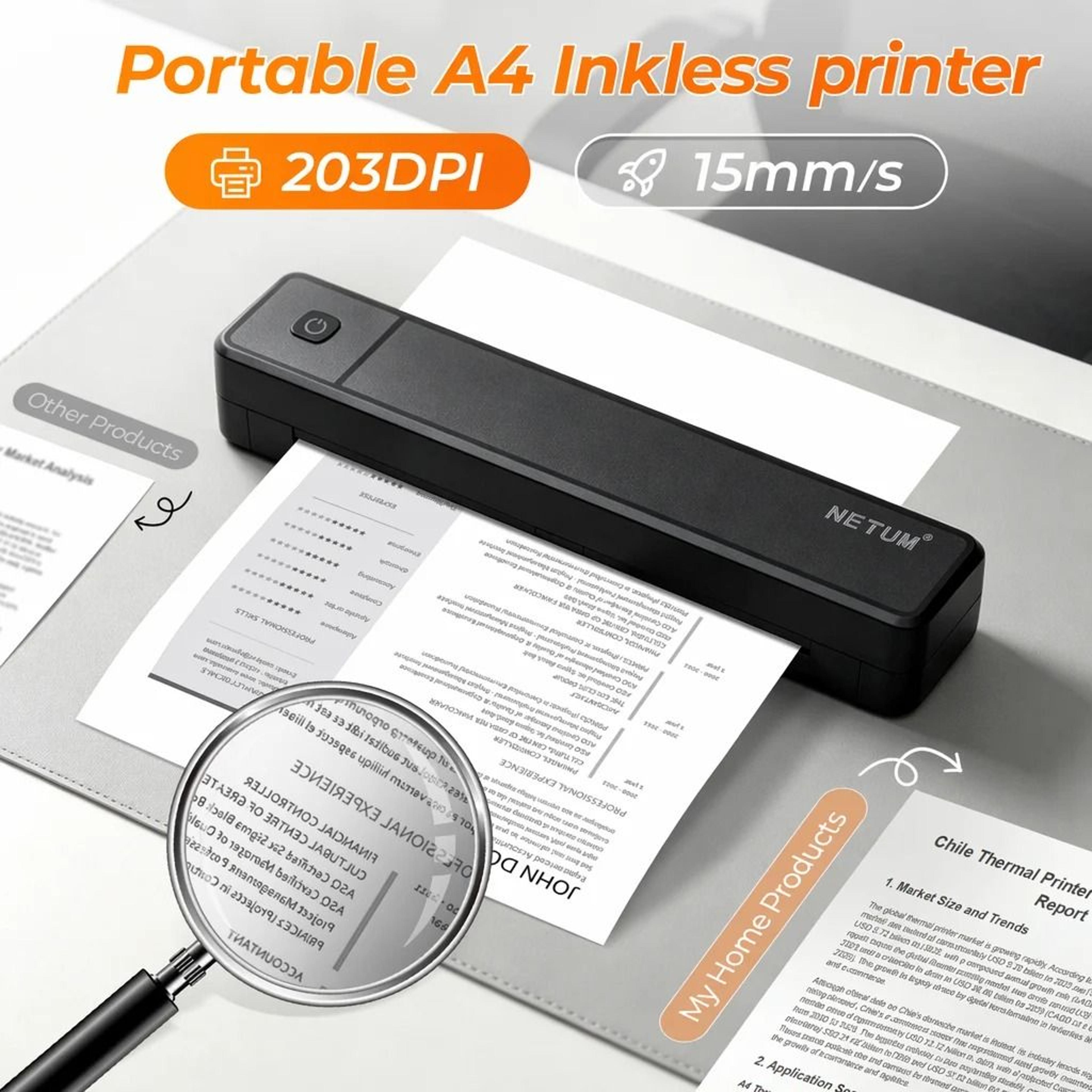 a4 portable thermal document printer wireless bluetooth printing machine for folded & roll paper in travel & office