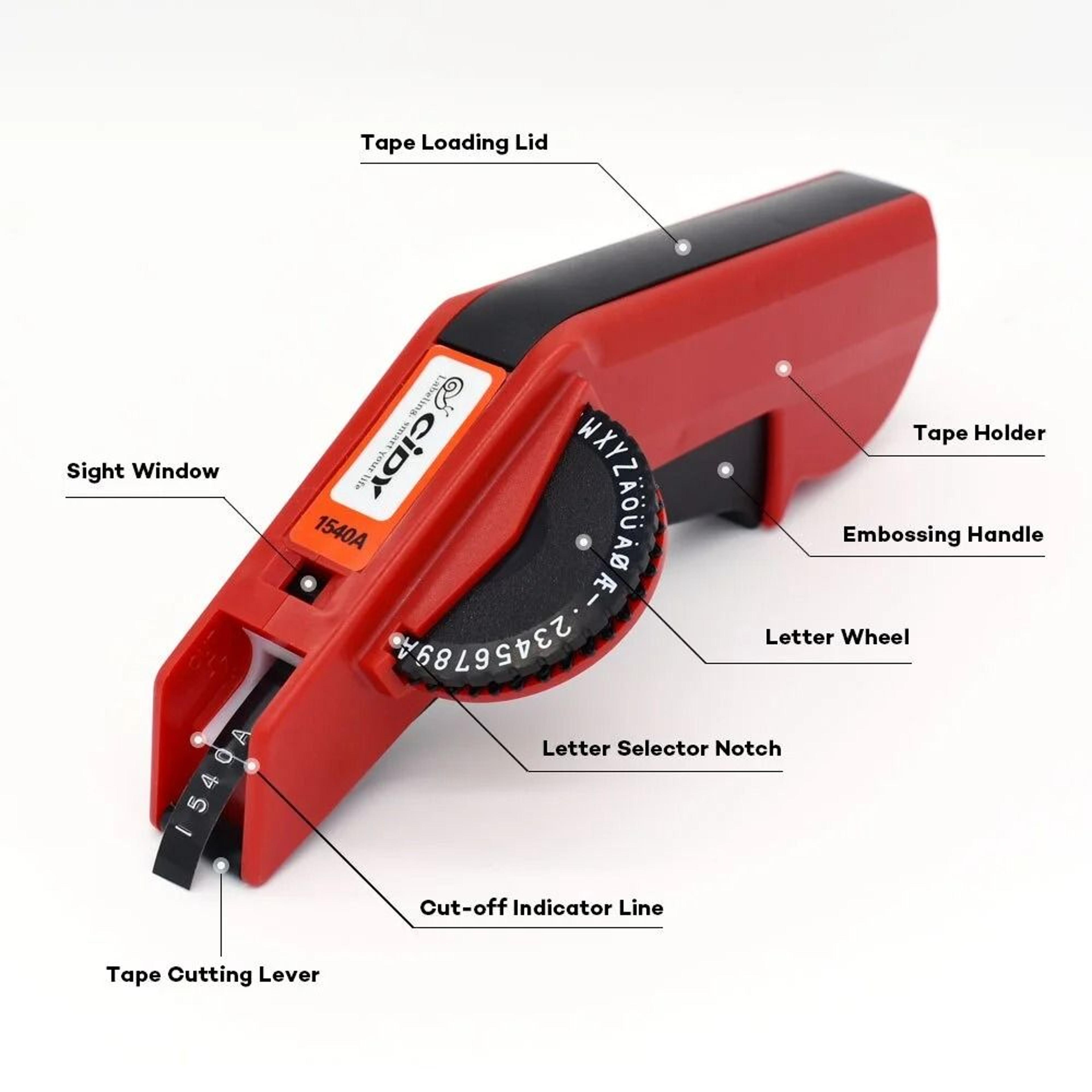 Cidy 1540B Manual 3D Embossing Label Maker Machine With 7 Tapes Set For Dymo 12965 Motex E101 Repla 2